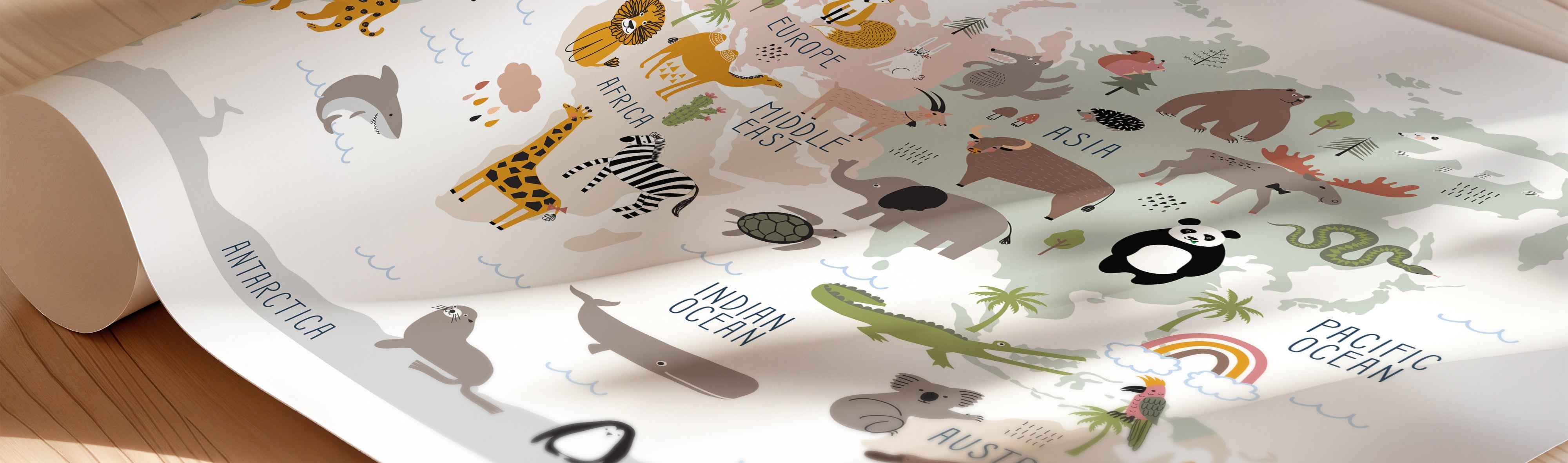World Map Nursery Prints & Posters | Kids Playroom Wall Art – The Kids ...