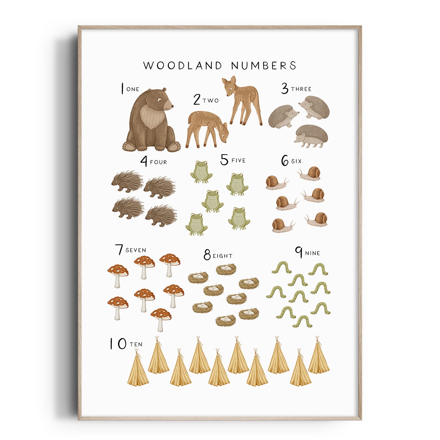 Woodland Animal Numbers Print