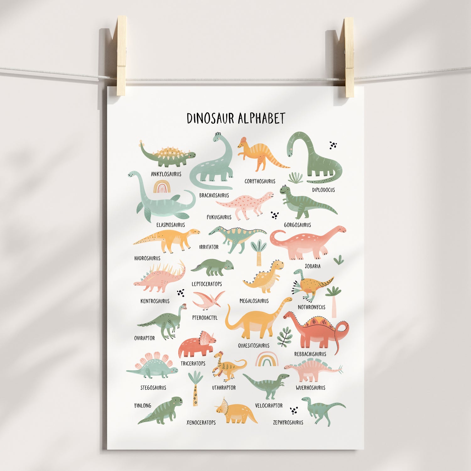 Dinosaur Name, Alphabet & Numbers Prints - Choose Your Dinosaur