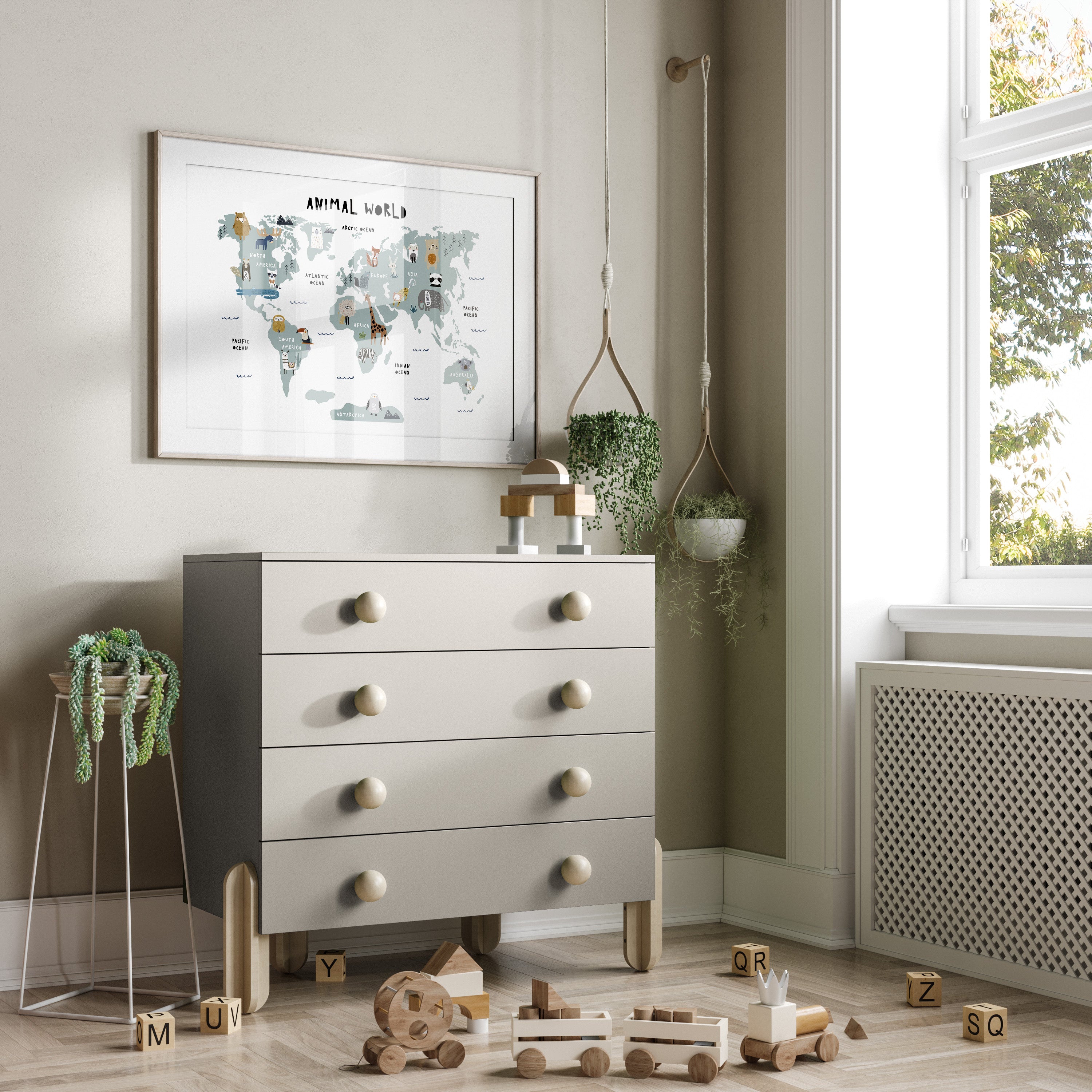 Animal World Map Print