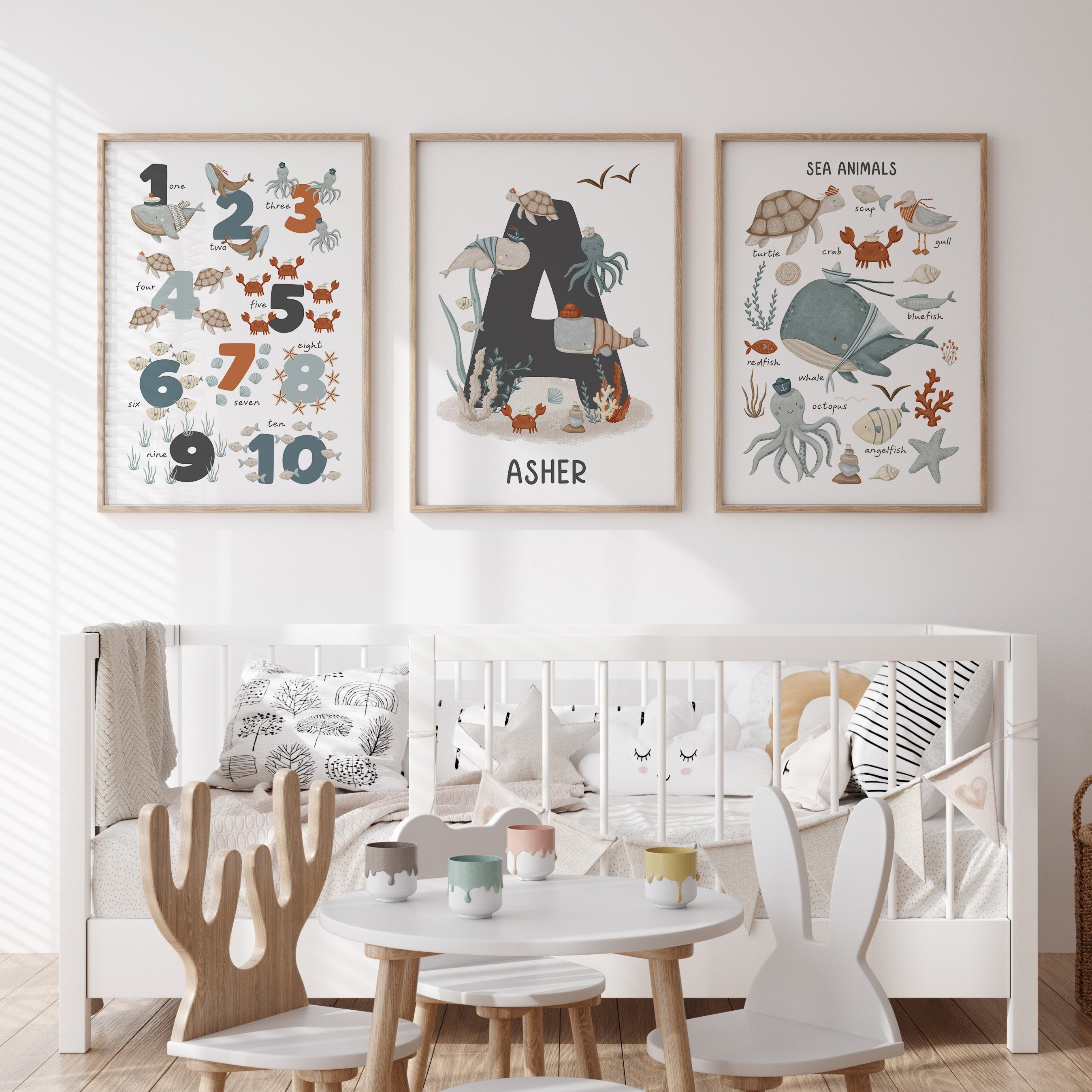 Sea Animals, Numbers & Name Prints