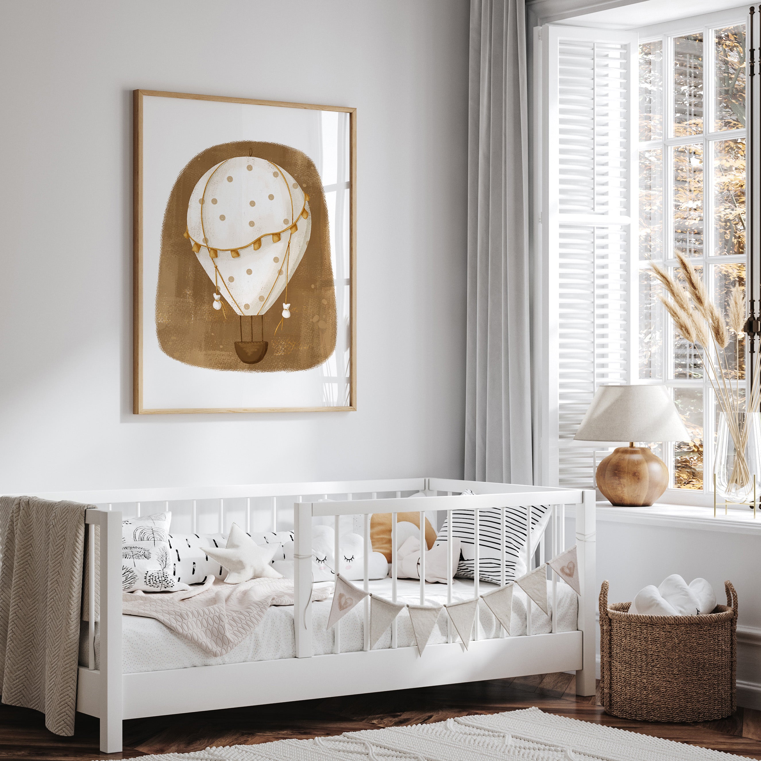 Whimsy Hot Air Ballon Print - White