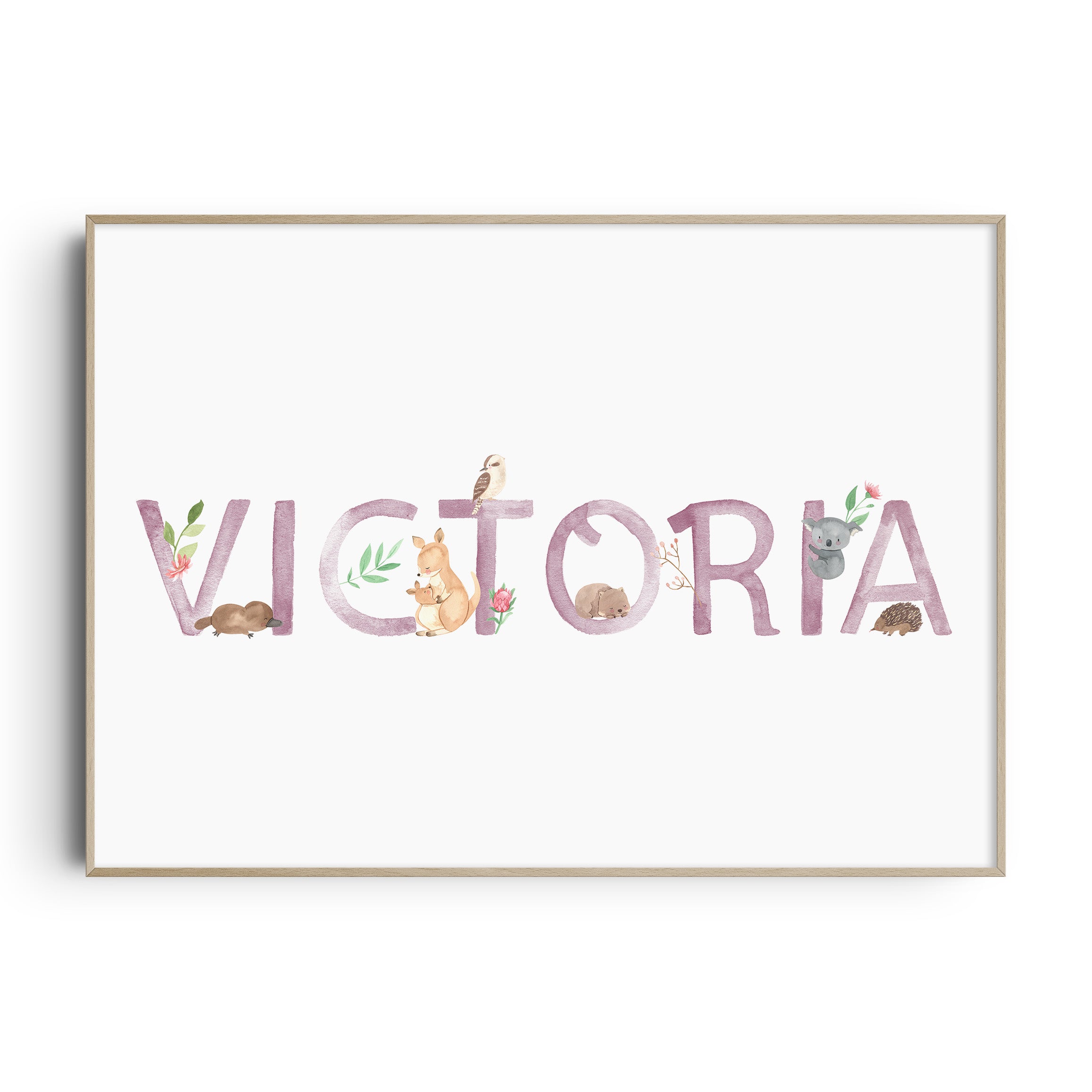 Australian Animals Floral Name Print