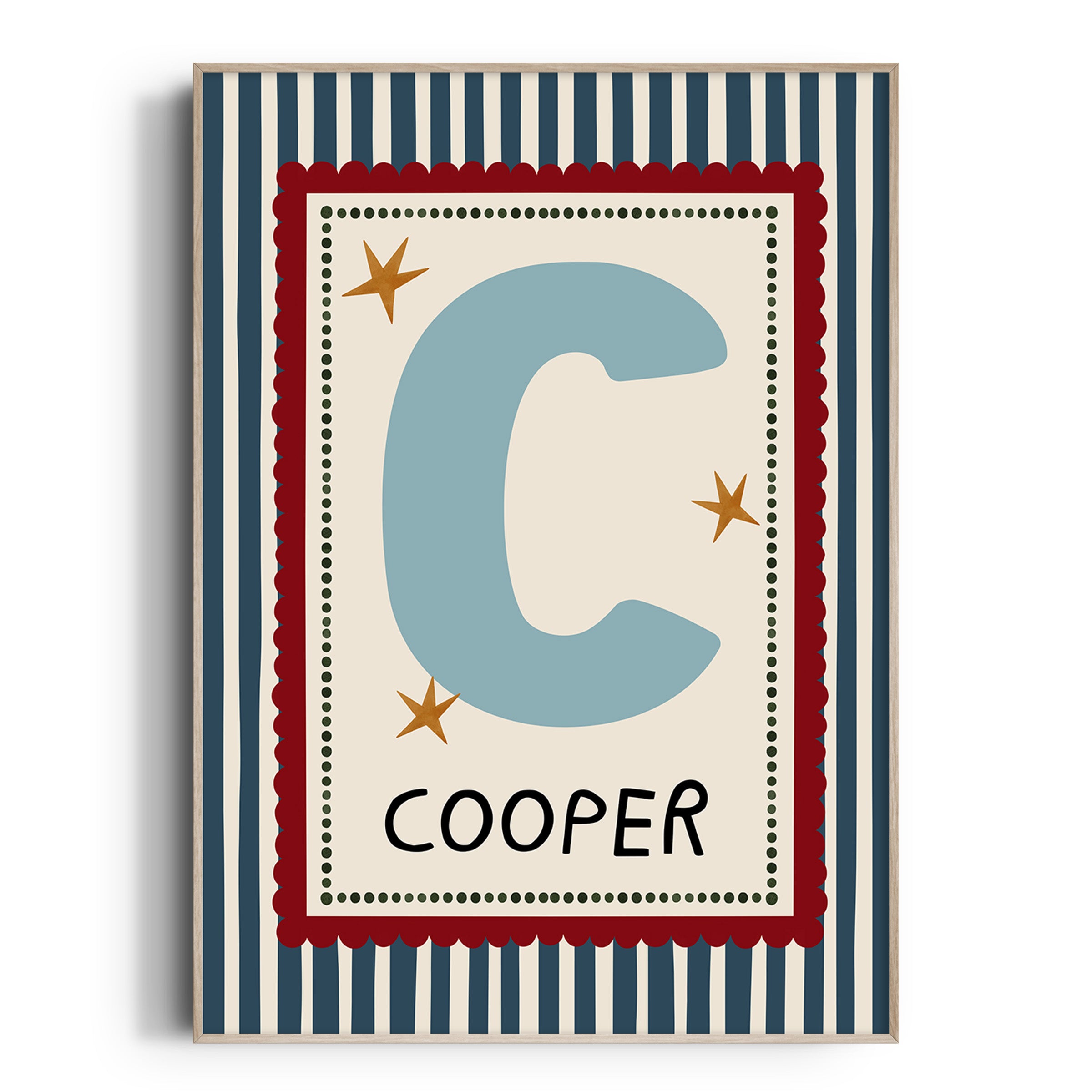 Dark Blue Stripe Letter & Name Print