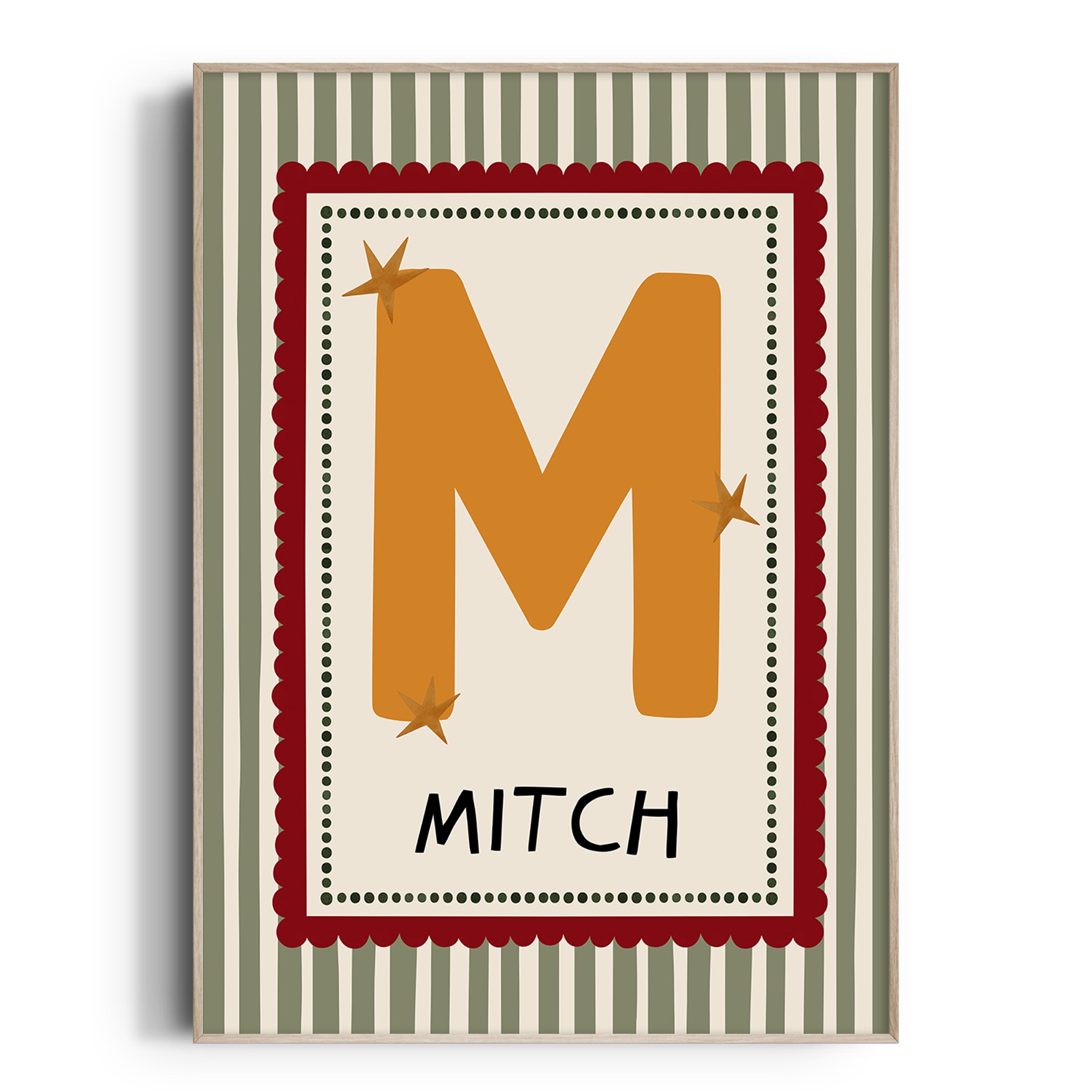 Green Stripe Letter & Name Print