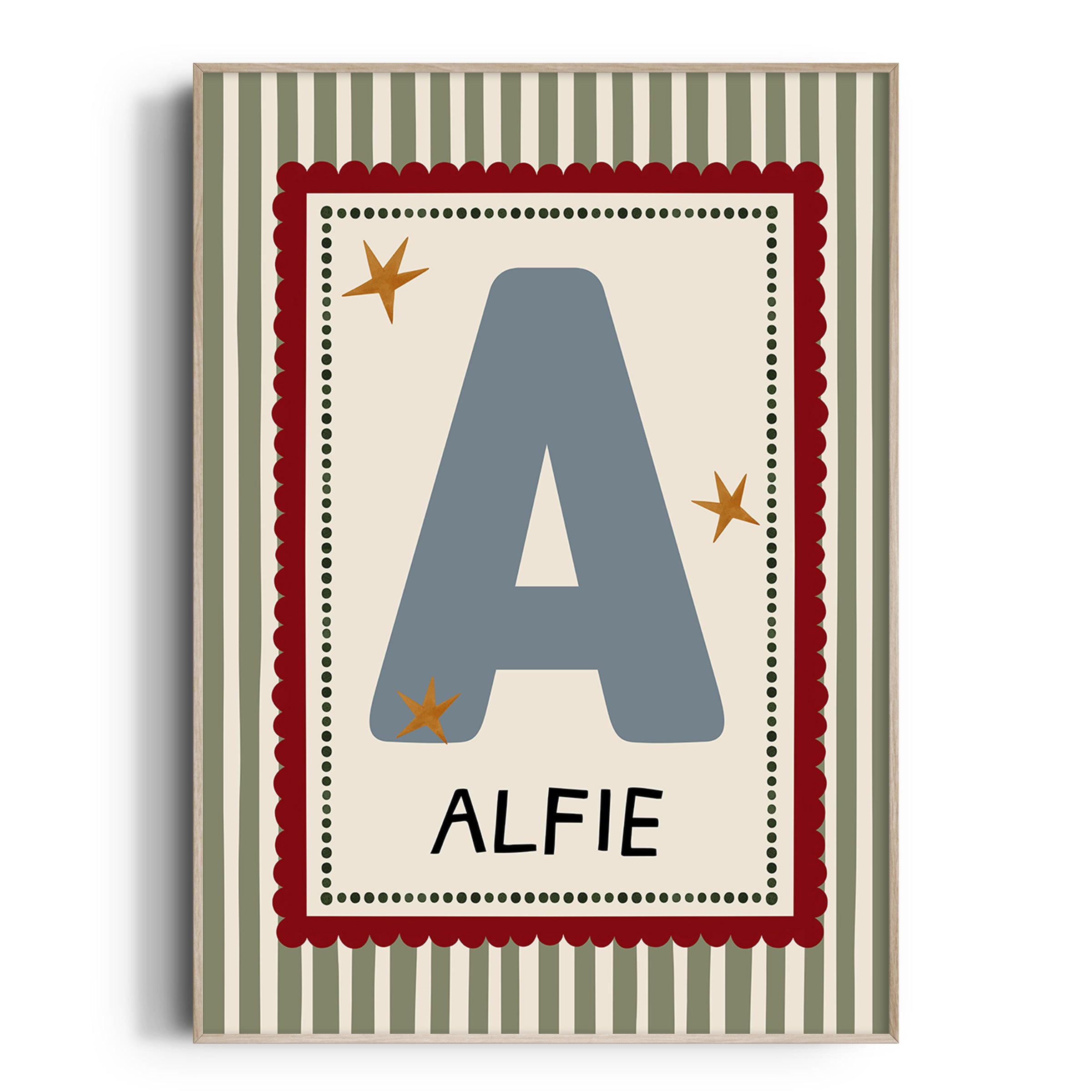 Green Stripe Letter & Name Print