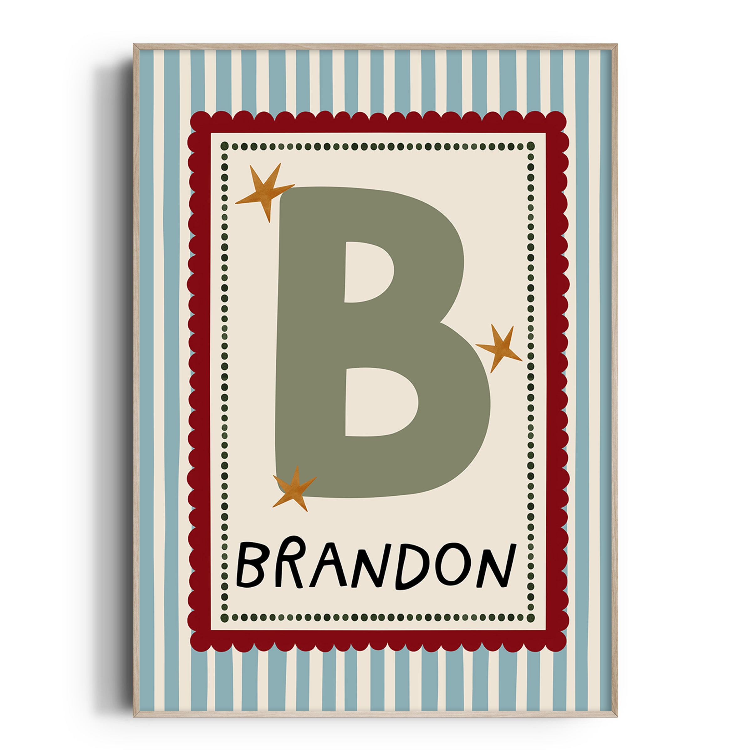 Light Blue Stripe Letter & Name Print
