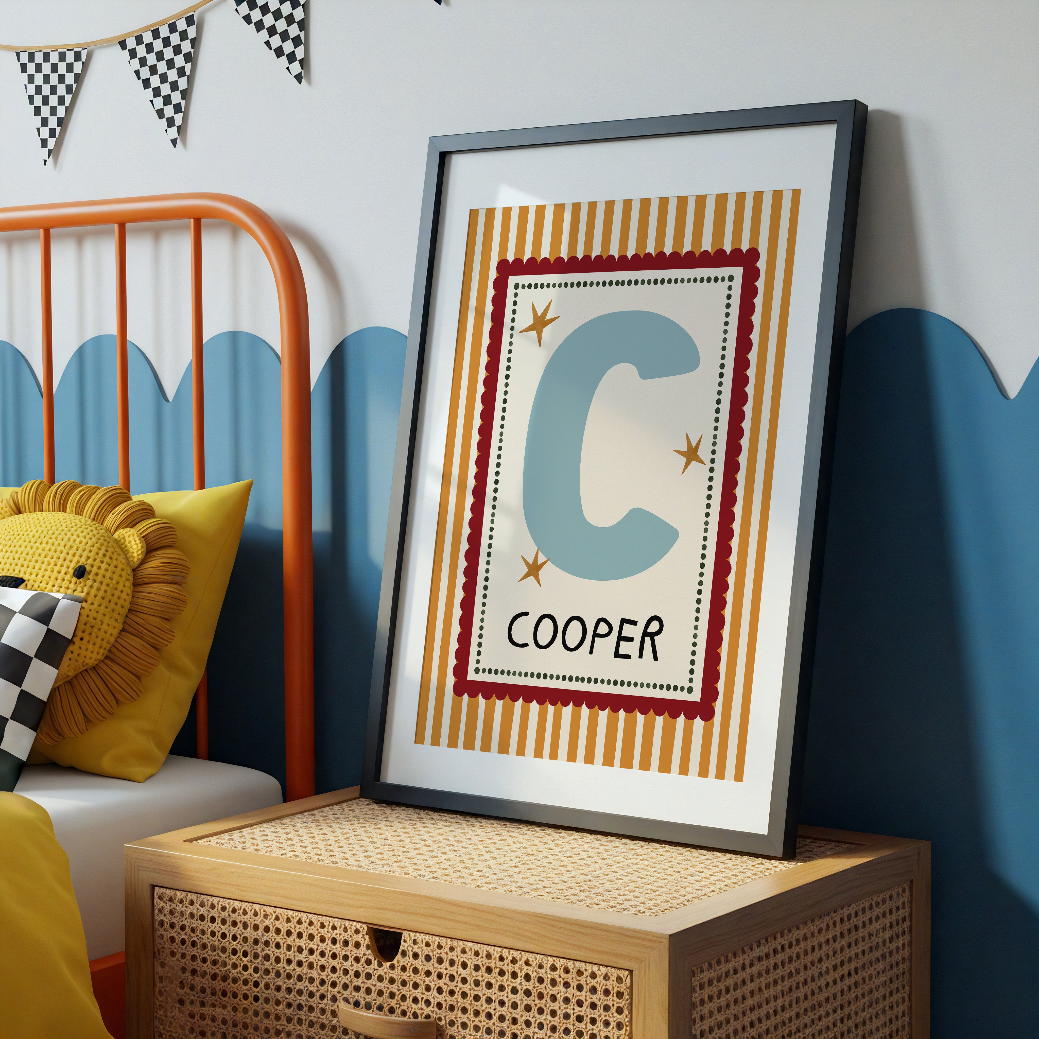 Orange Stripe Letter & Name Print