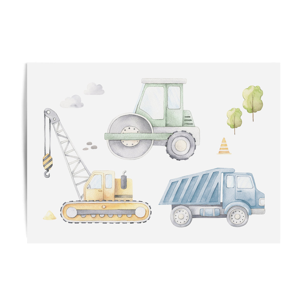 Construction Vehicles Print