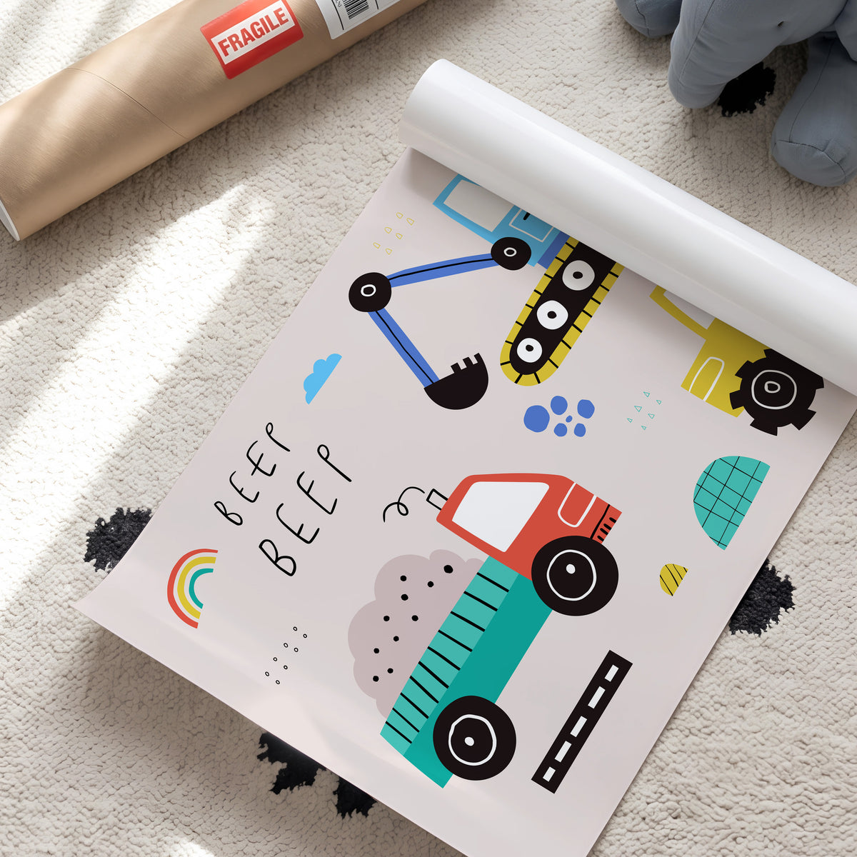 Beep Beep Construction Vehicles Print