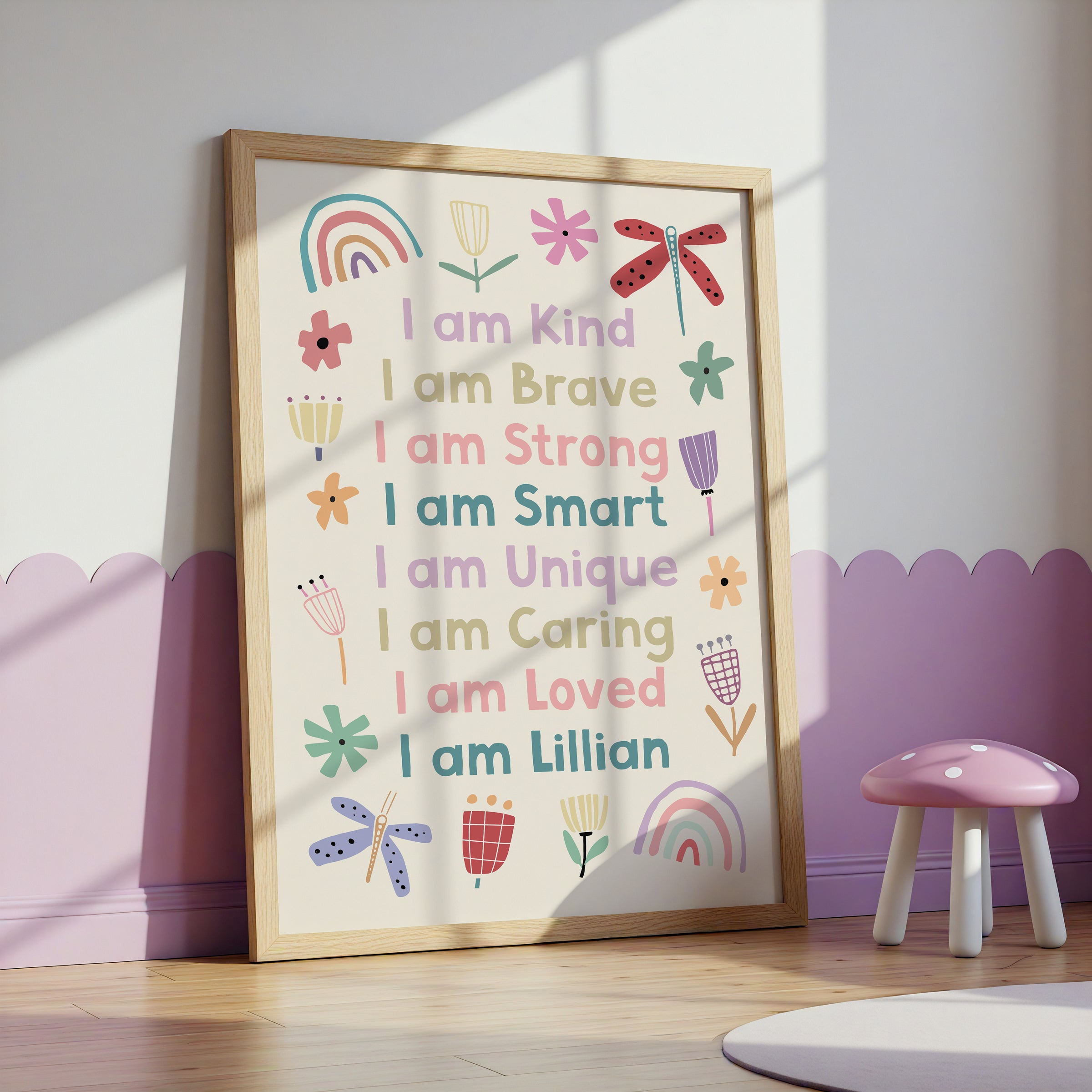 Personalised Name Floral Affirmations Print