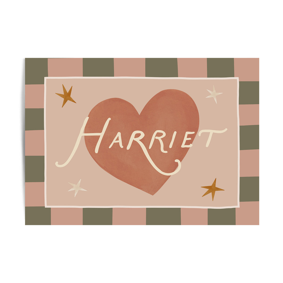 Check Whimsy Heart Name Print