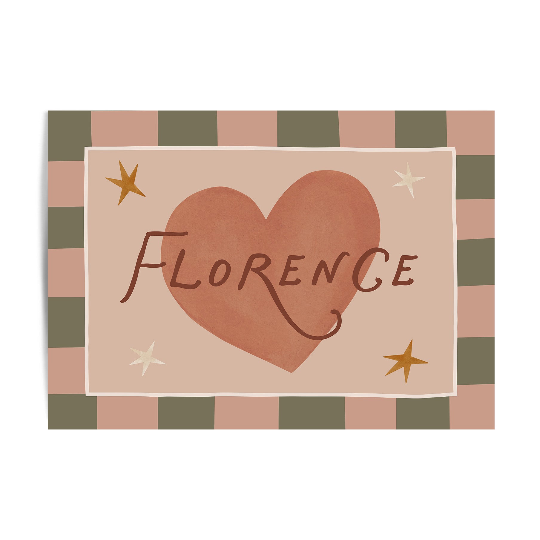 Check Whimsy Heart Name Print