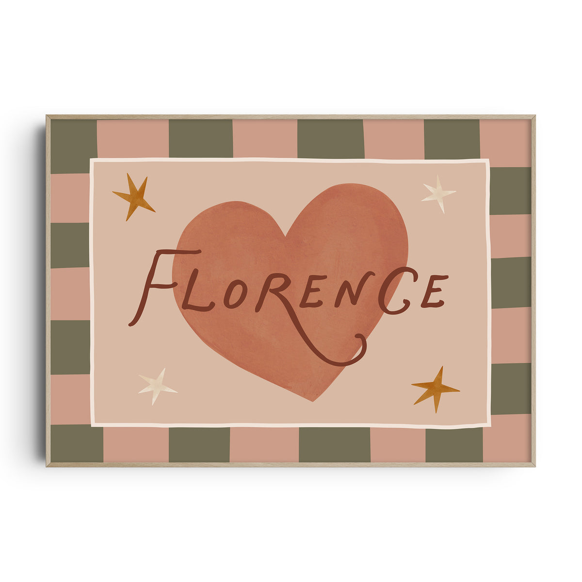 Check Whimsy Heart Name Print