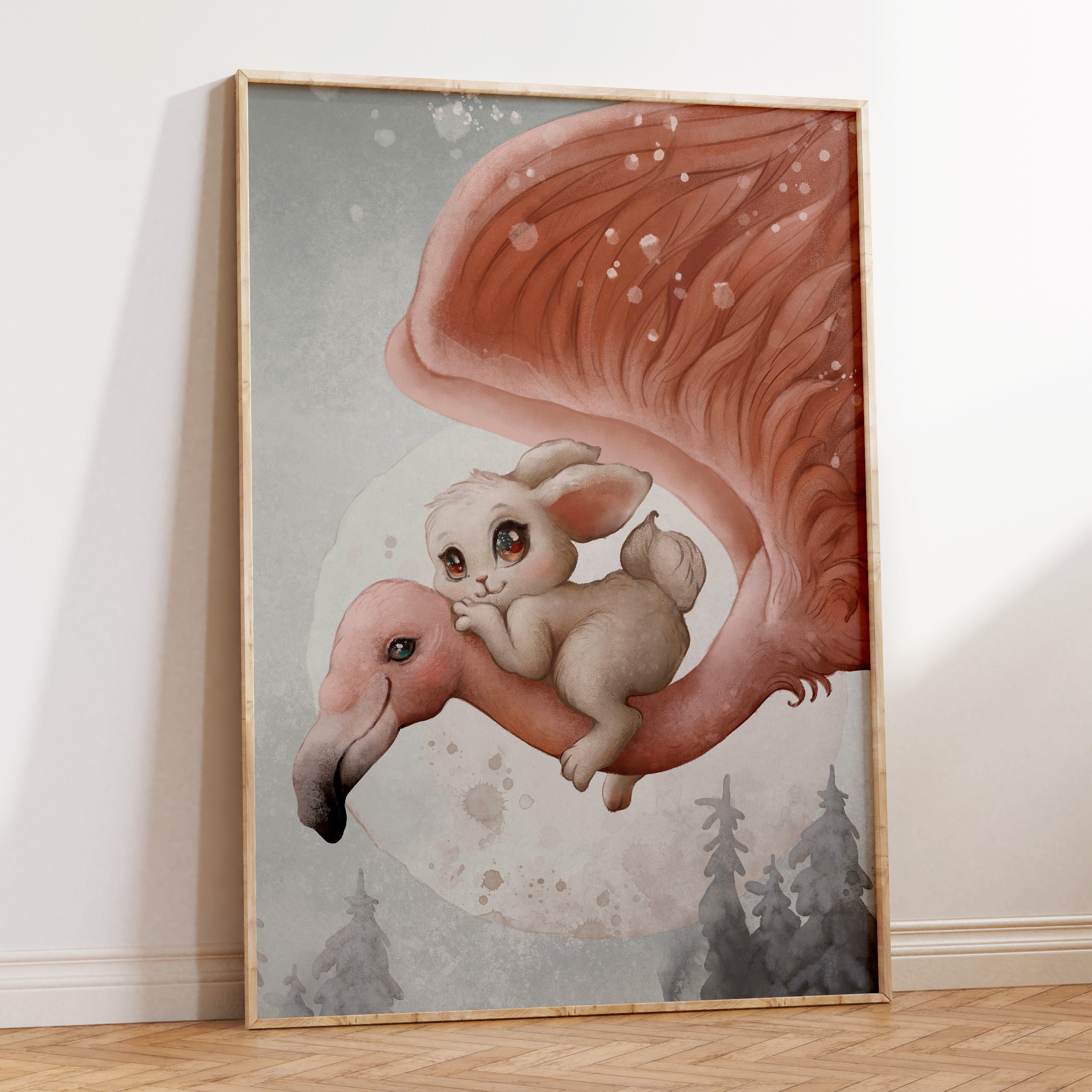 Magical Flamingo & Bunny Print