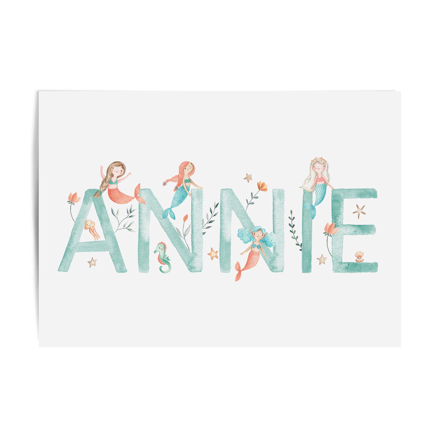 Mermaid Name & Birth Print