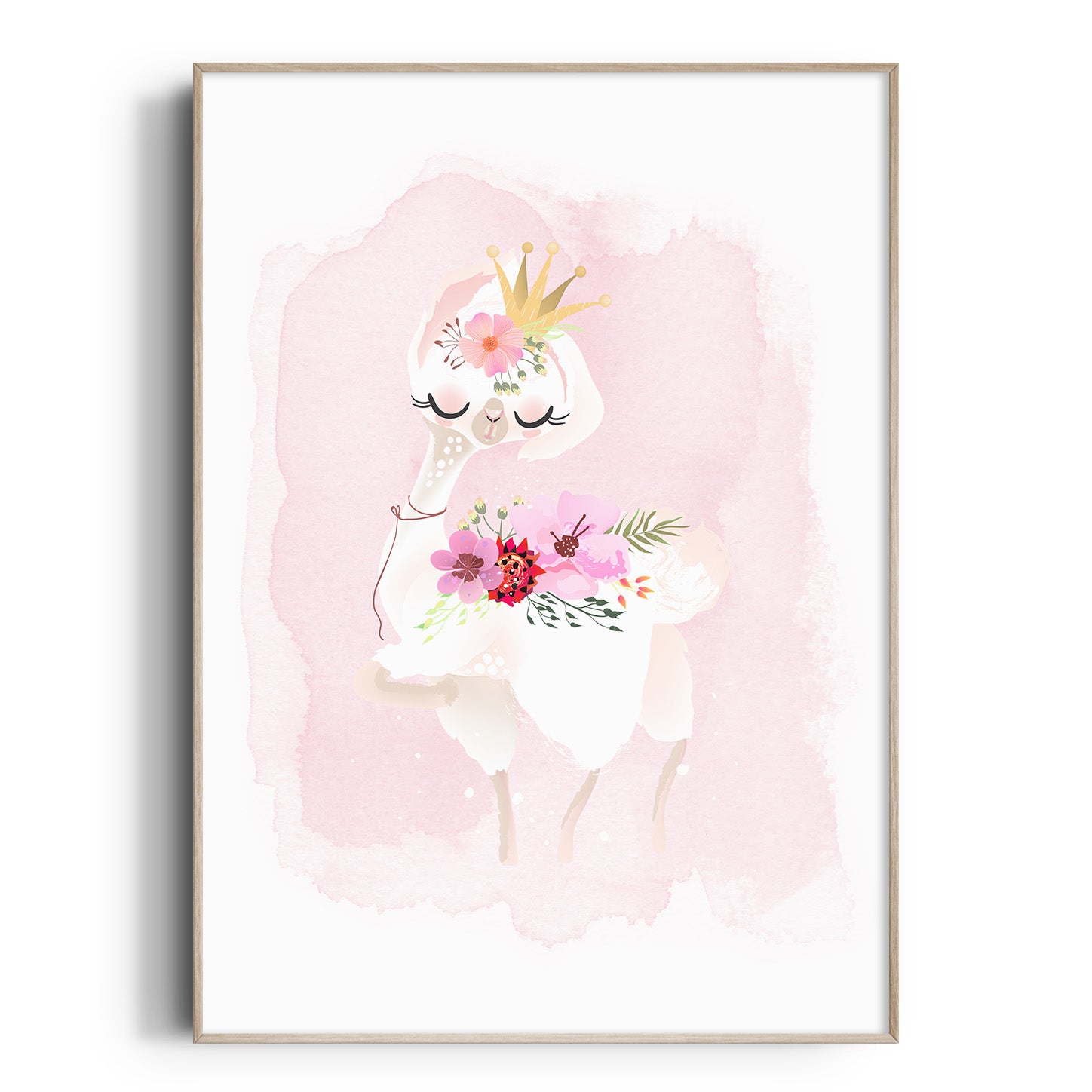 Floral Baby Llama Print