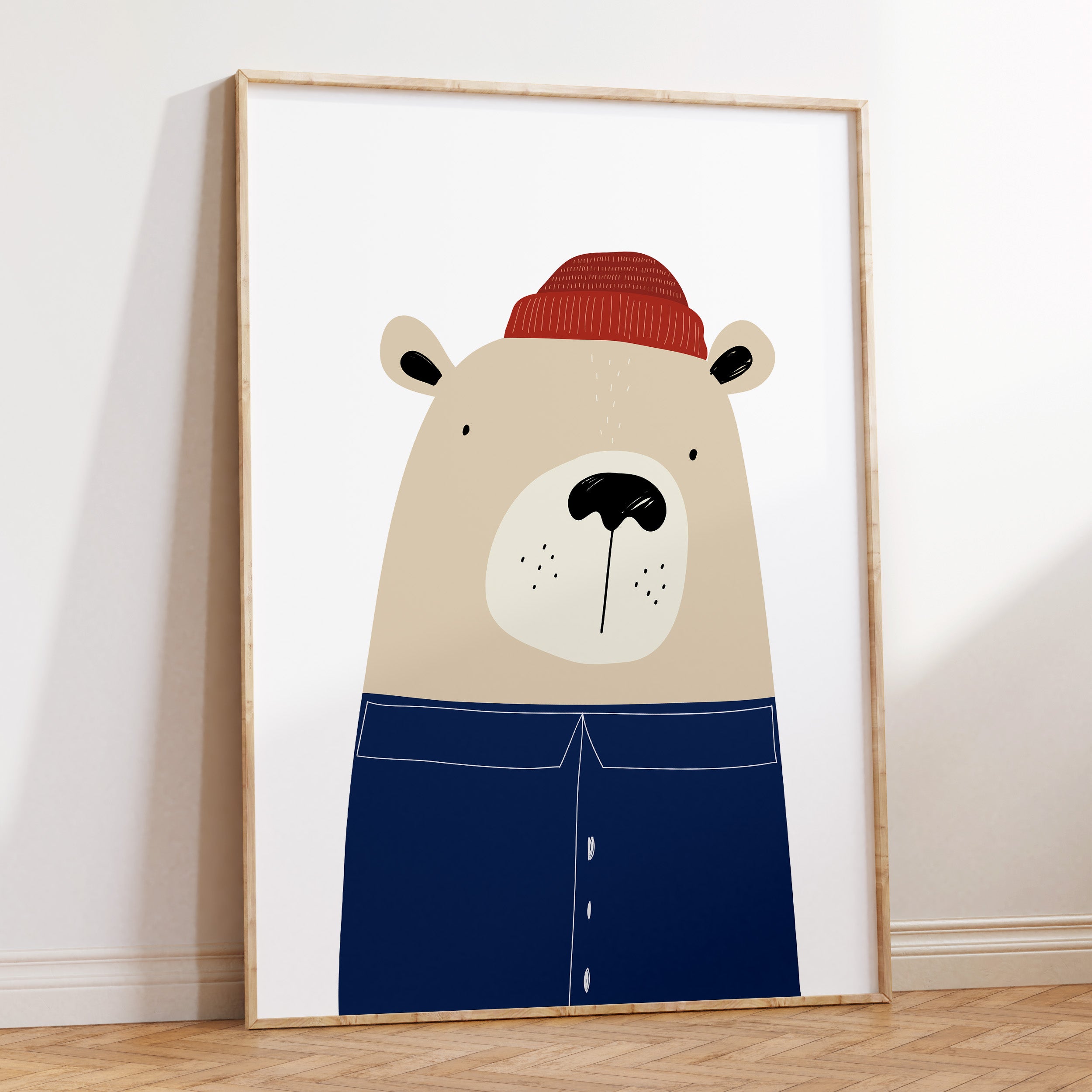 Bear Sailor Print - Blue