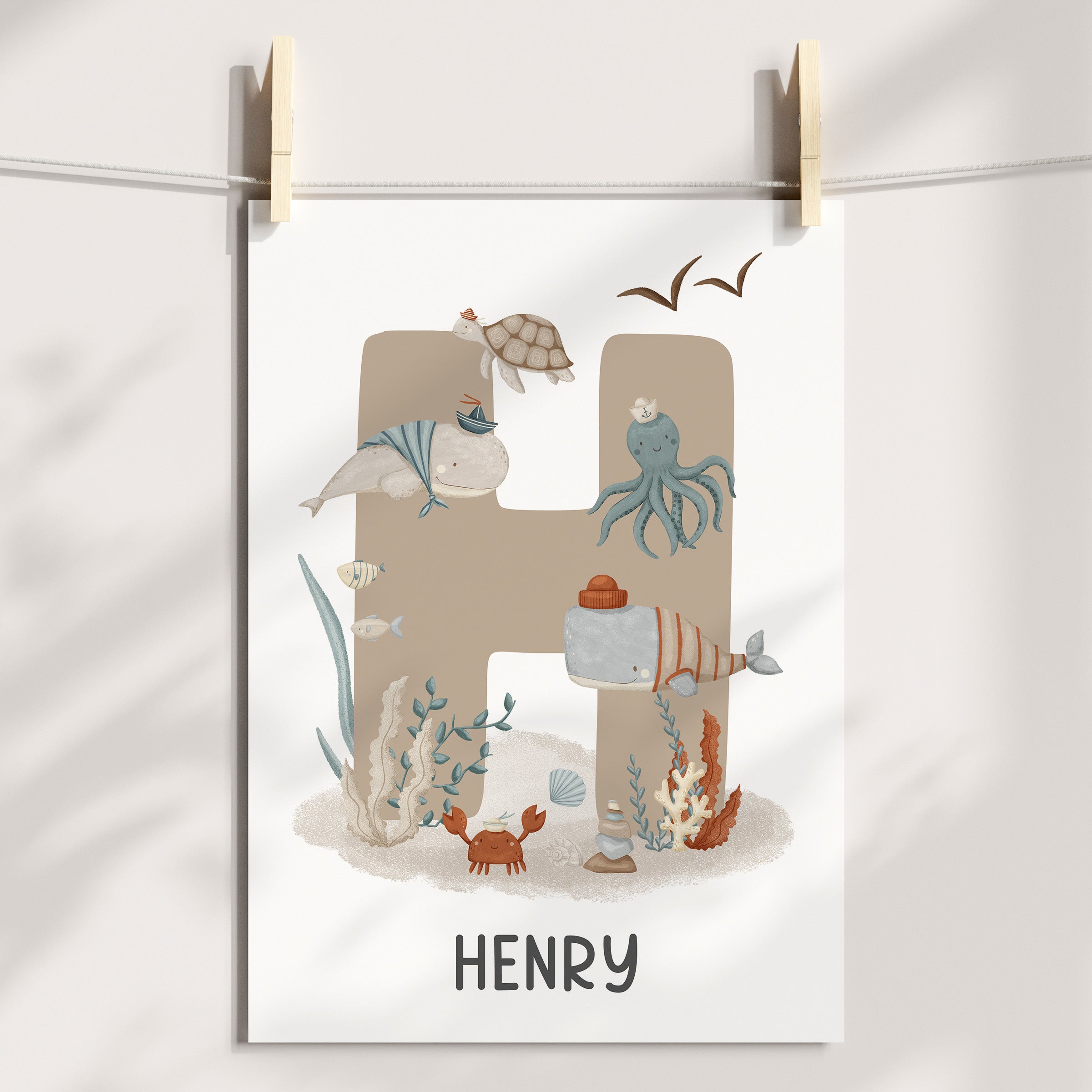 Sea Alphabet, Numbers & Name Prints