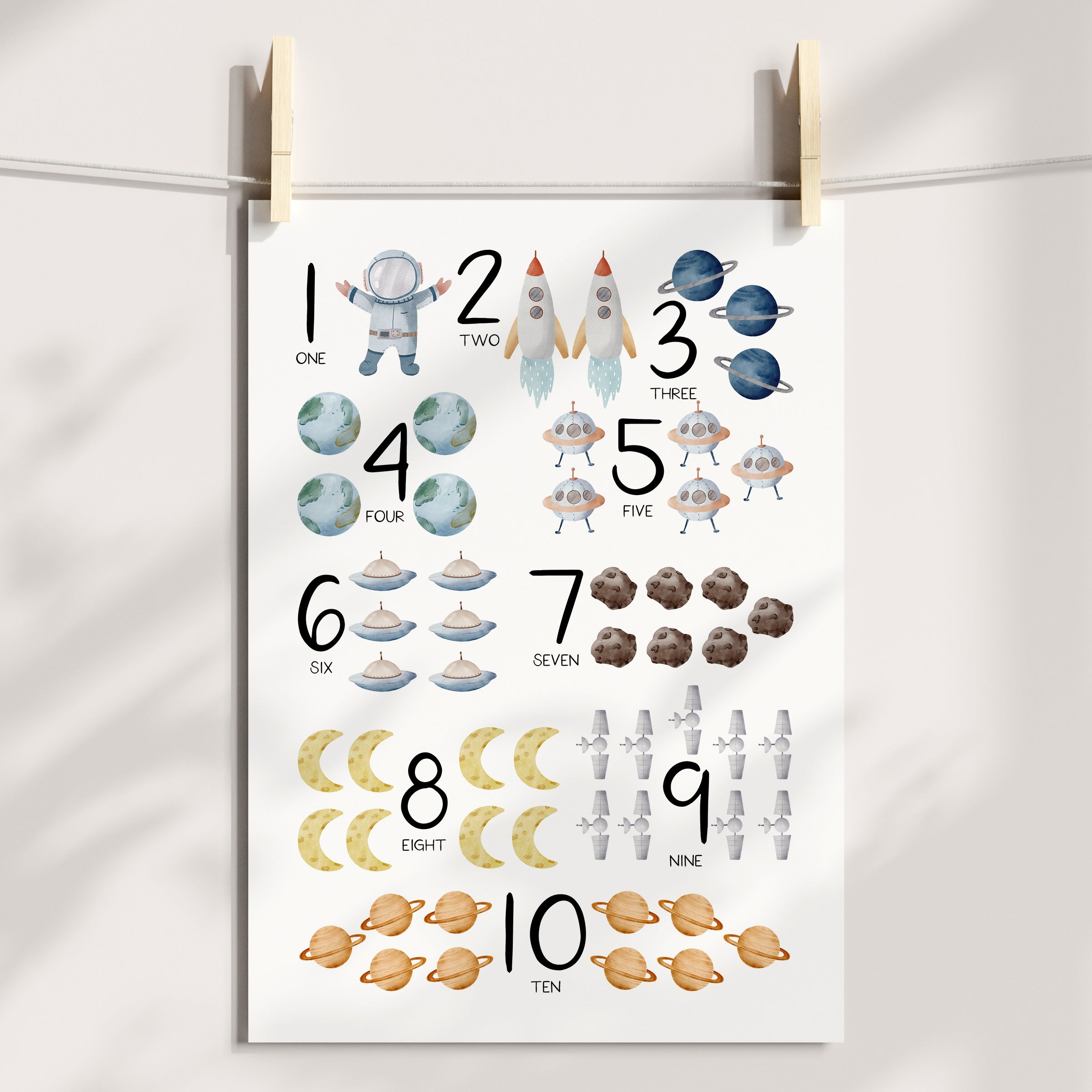 Space Numbers Print