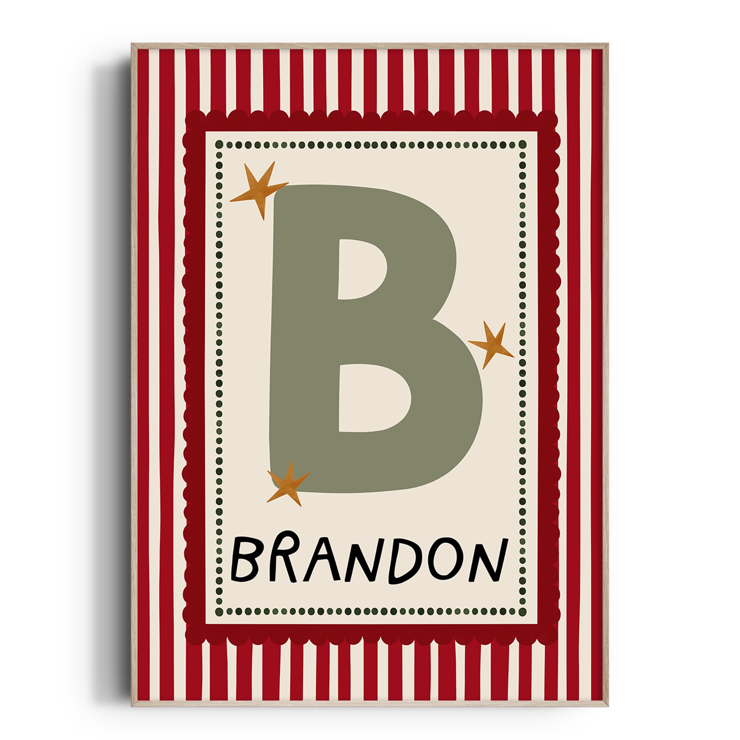 Red Stripe Letter & Name Print