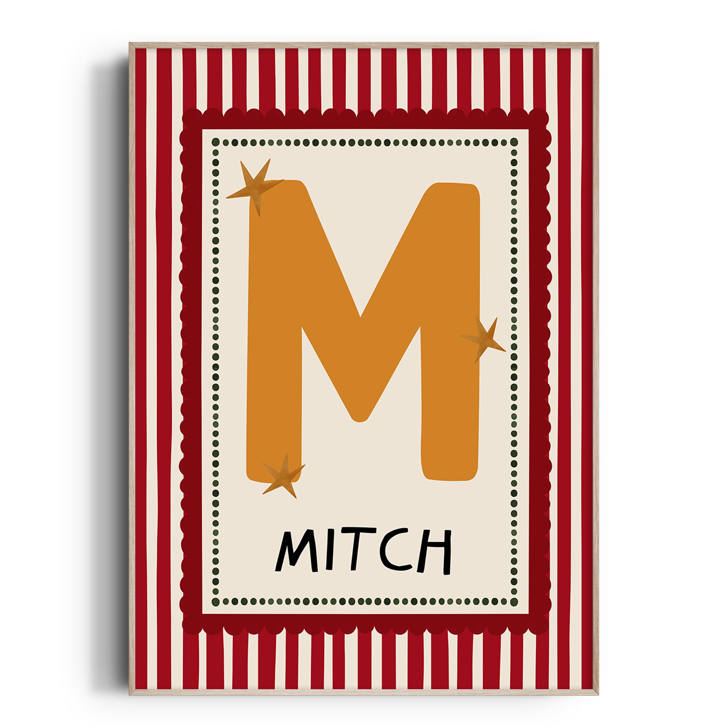 Red Stripe Letter & Name Print