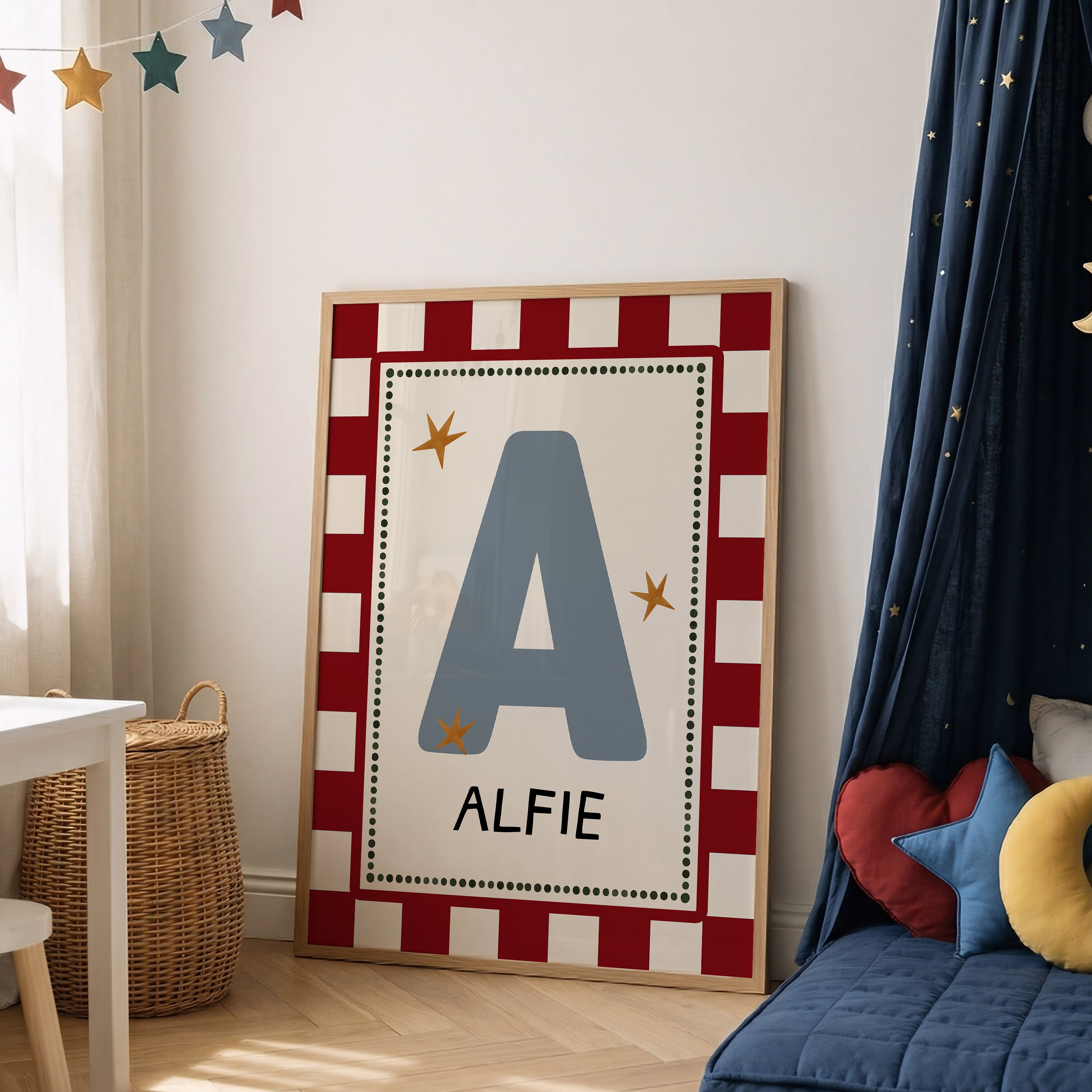 Red Check Letter & Name Print
