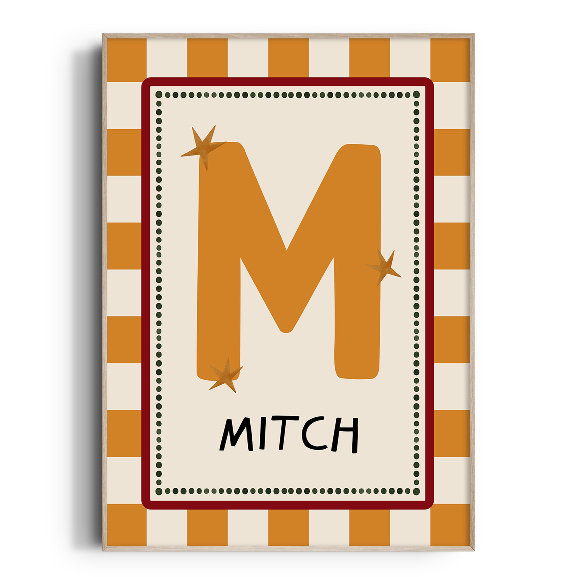 Orange Check Letter & Name Print
