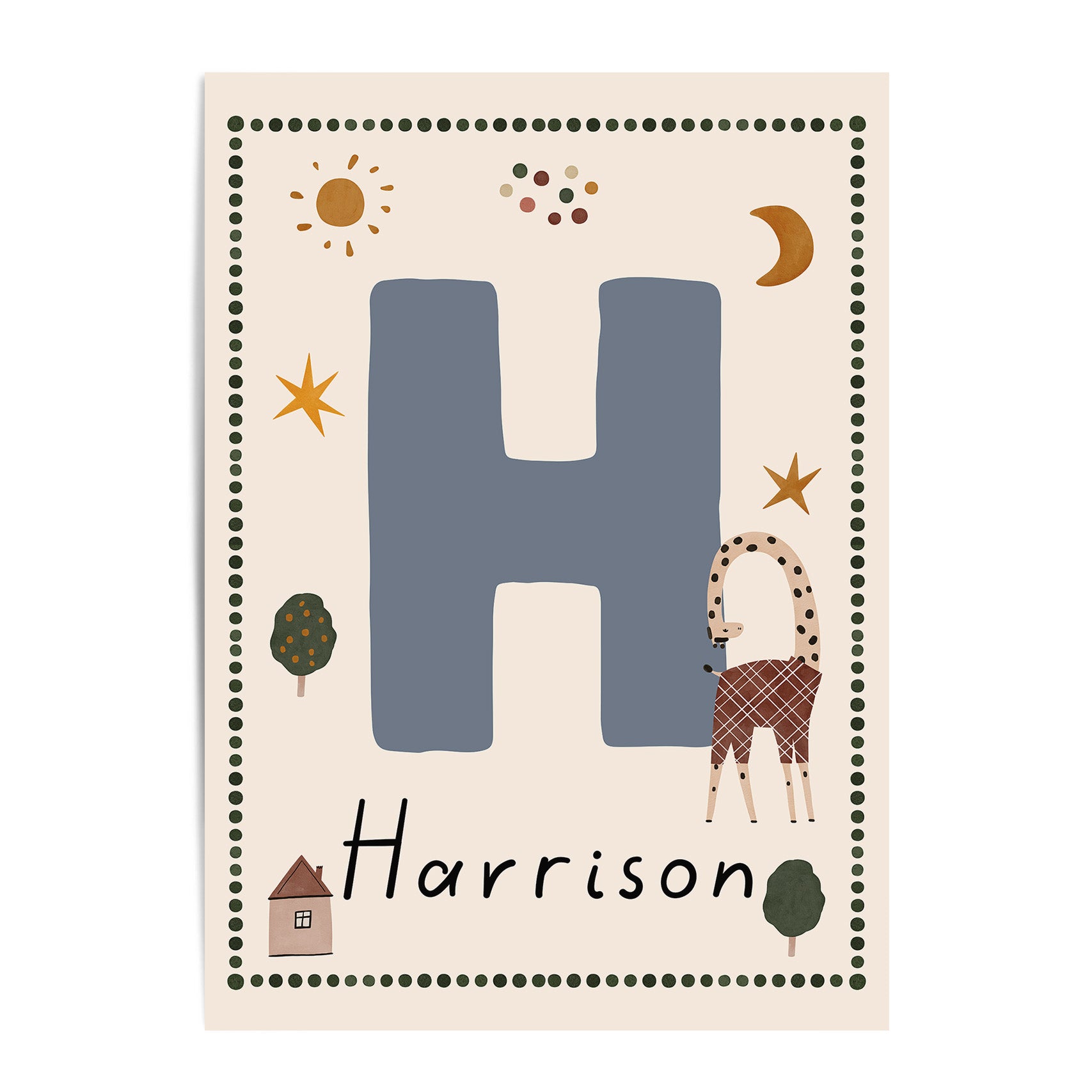 Whimsy Giraffe Letter & Name Print