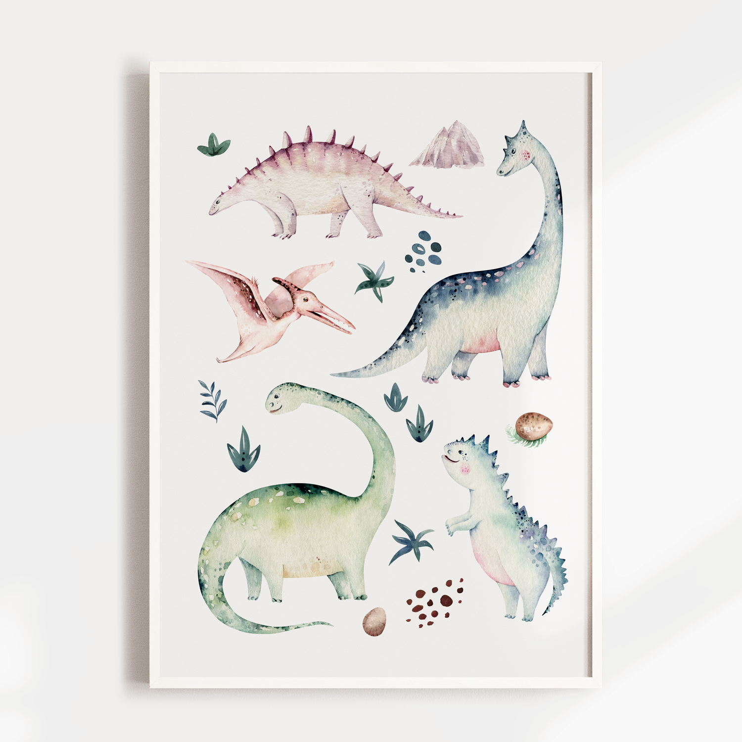 Watercolour Dinosaur Print