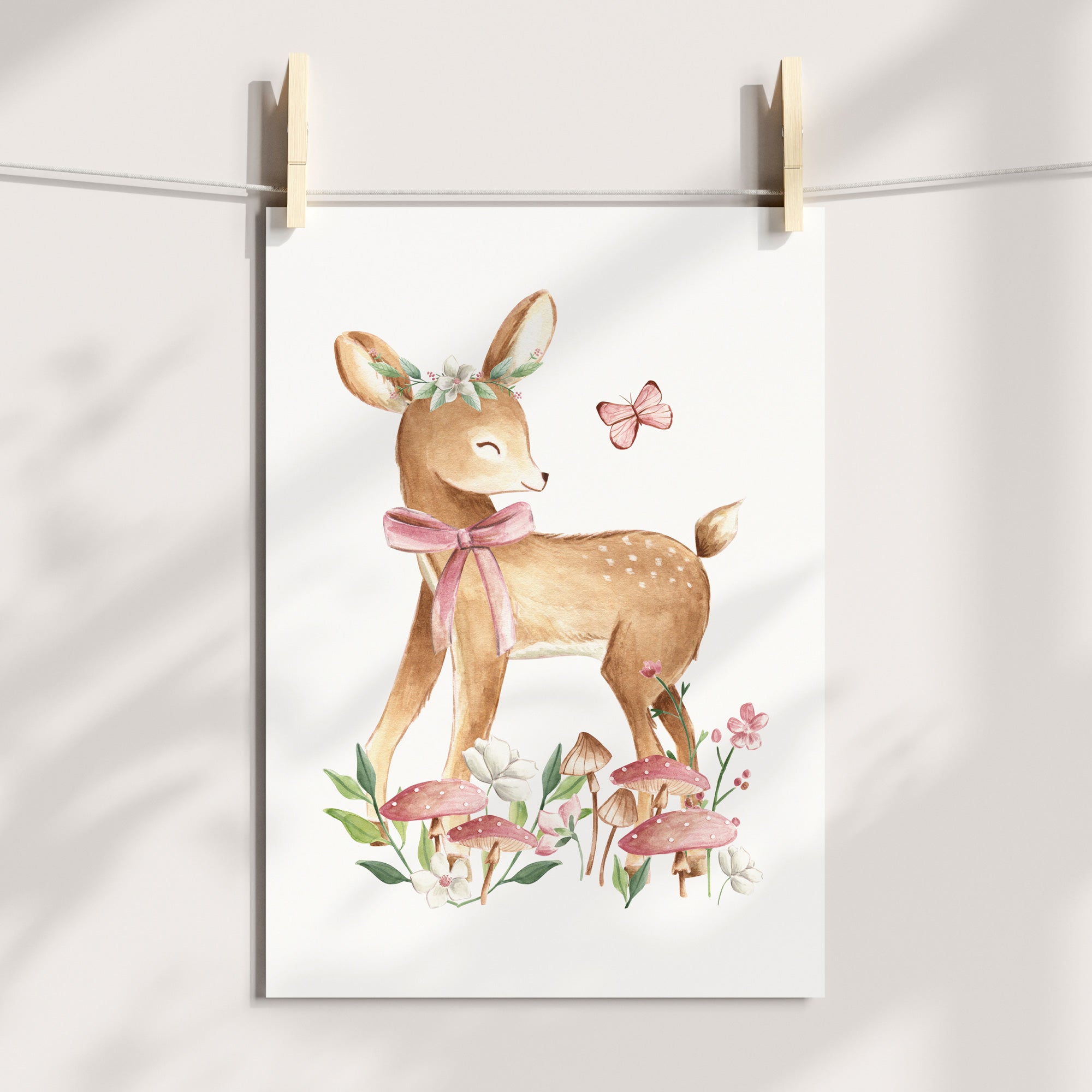 Woodland Deers & Birth Print