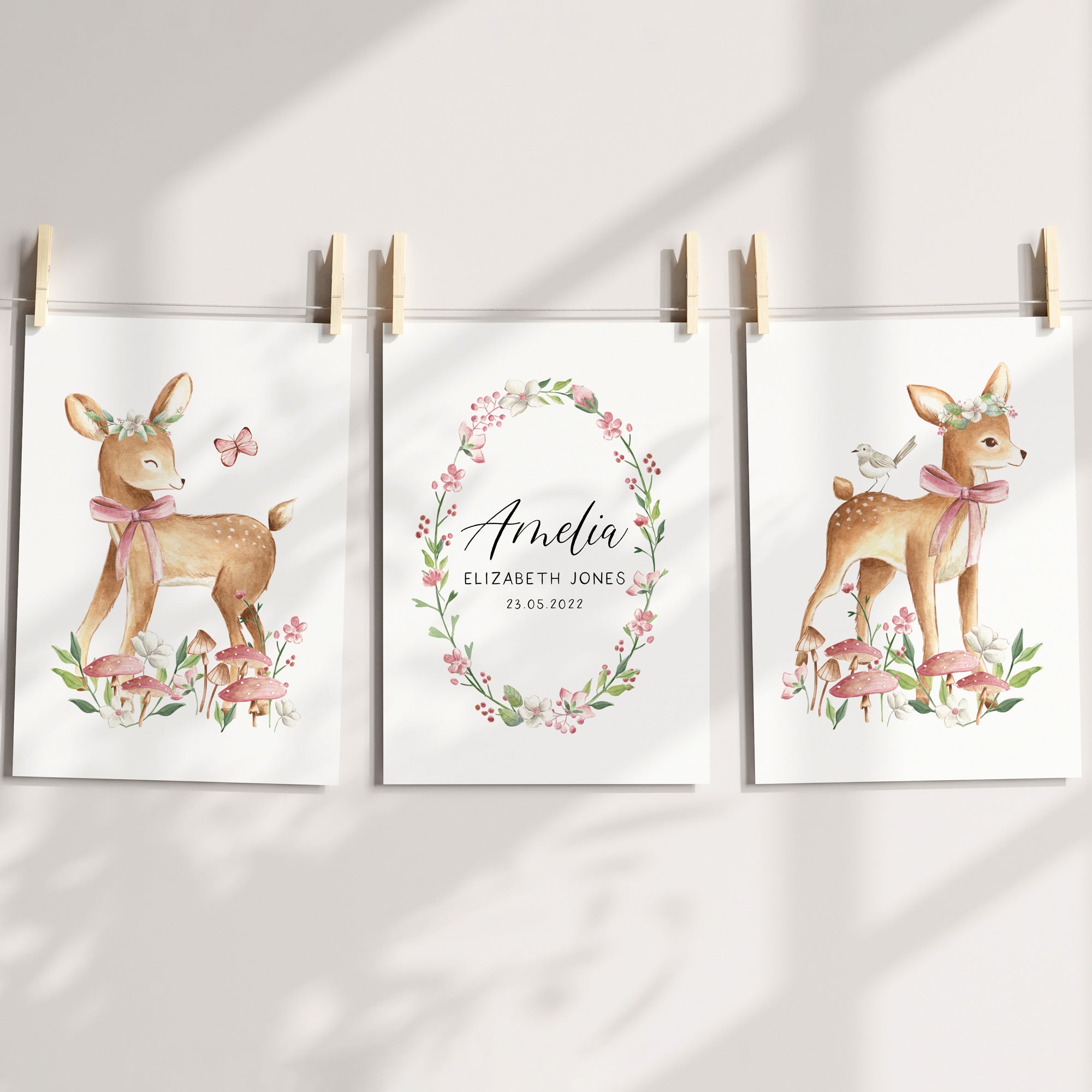 Woodland Deers & Birth Print