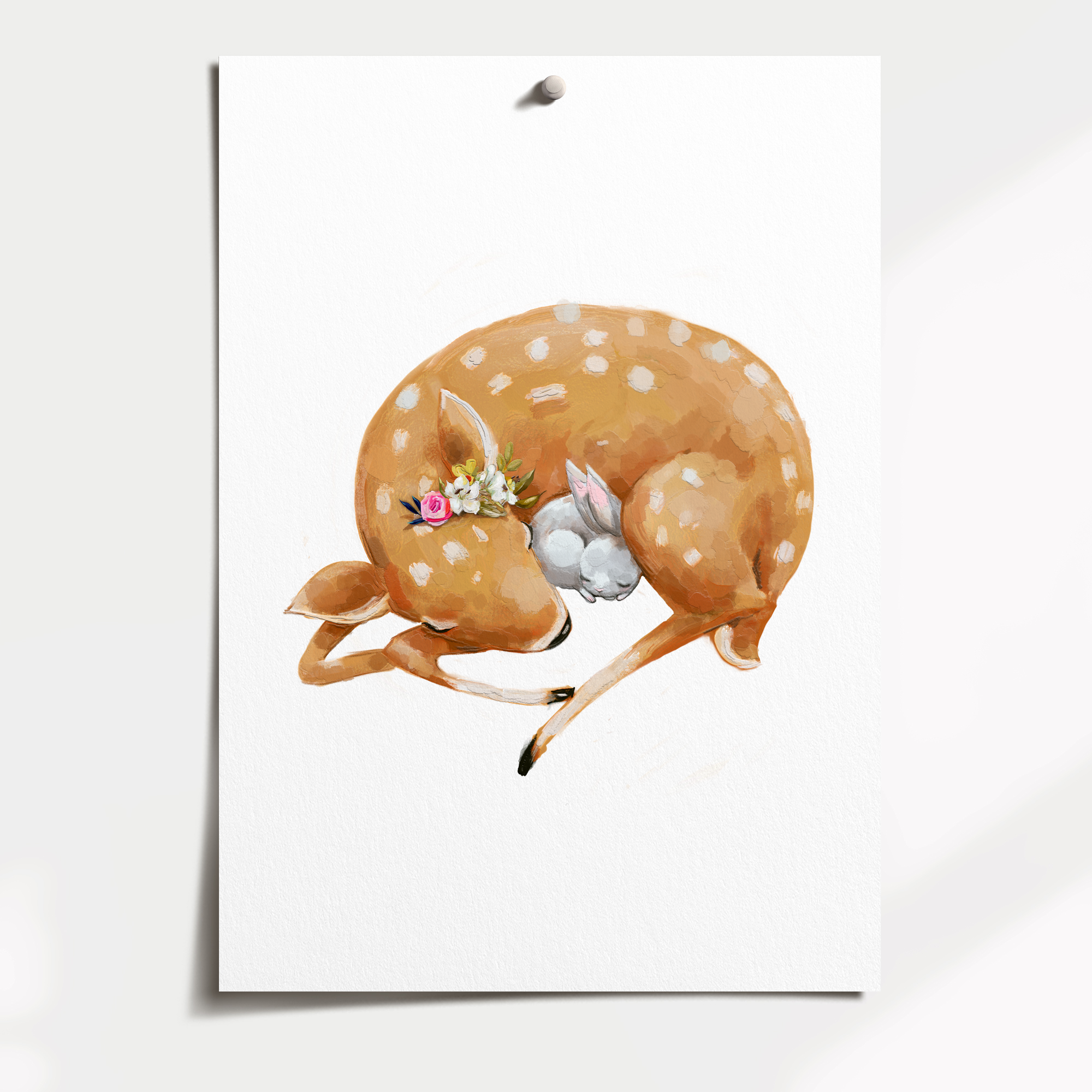 Woodland Baby Deer & Bunny Print