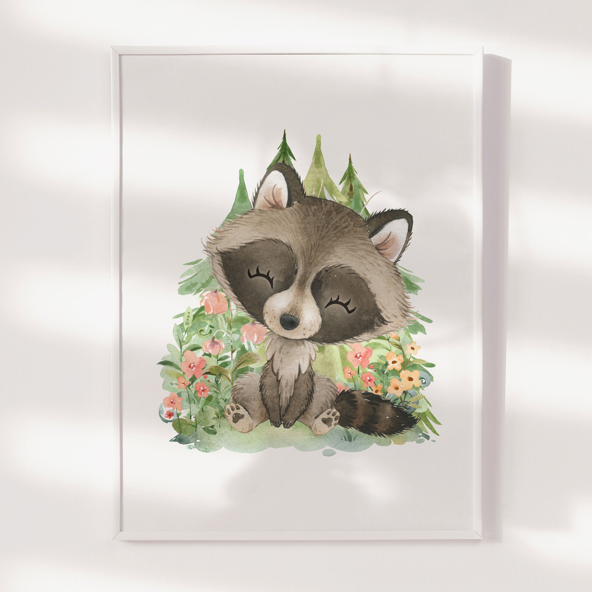 Woodland Racoon Print