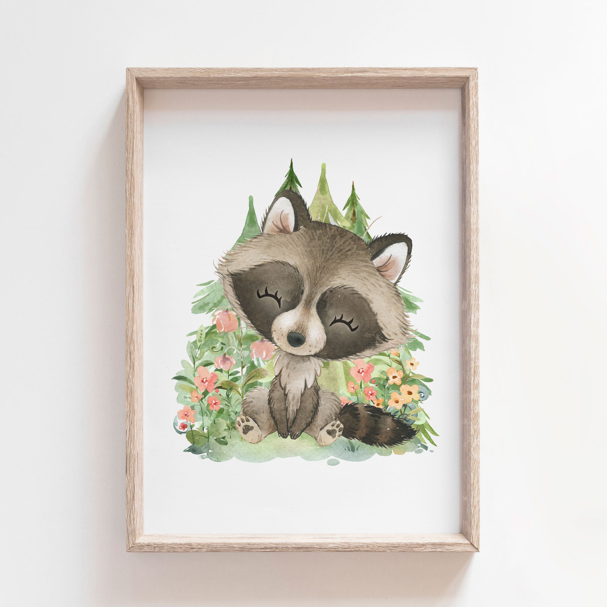 Woodland Racoon Print