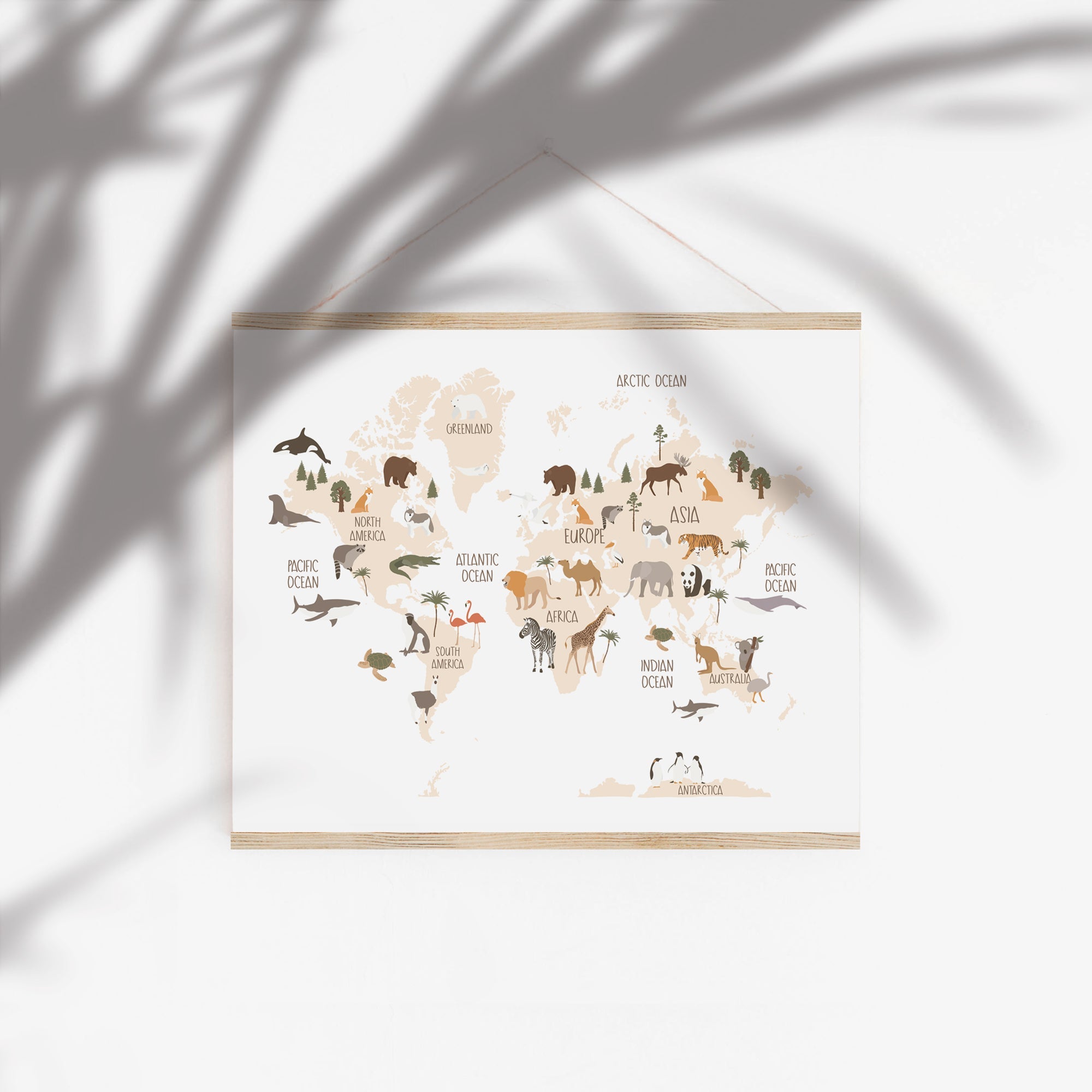 Animal World Map Print