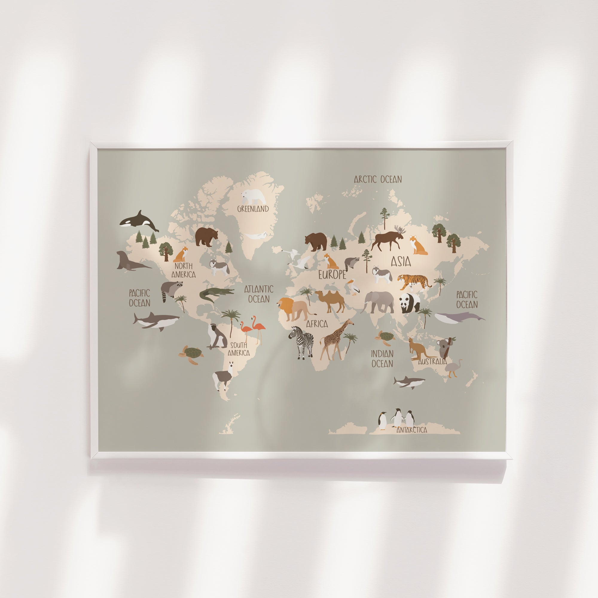 Animal World Map Print