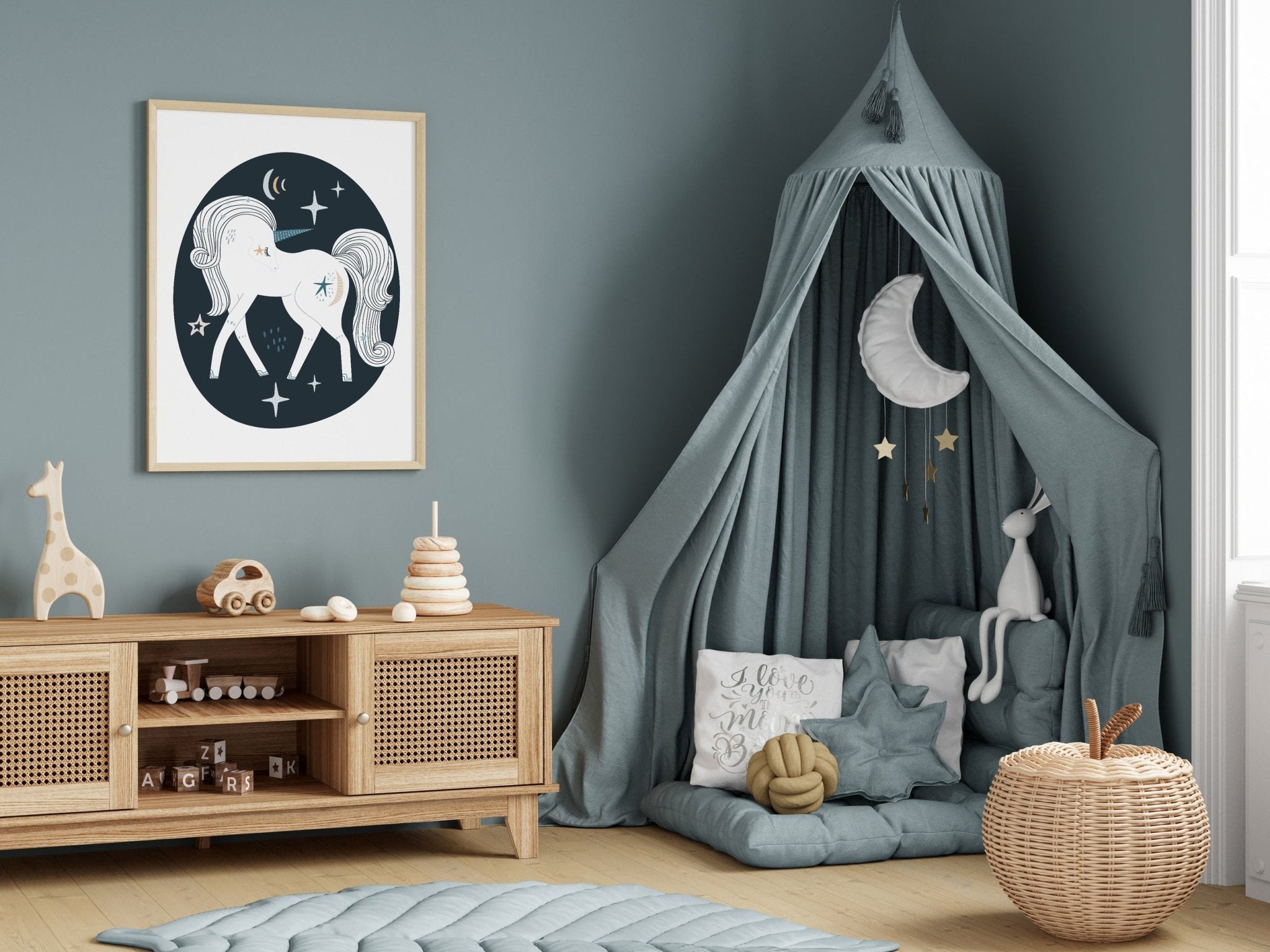 Blue Unicorn Print
