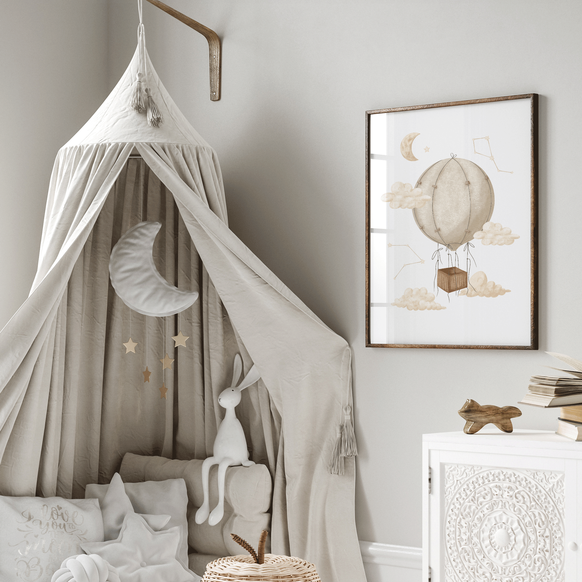 Boho Hot Air Balloon Print