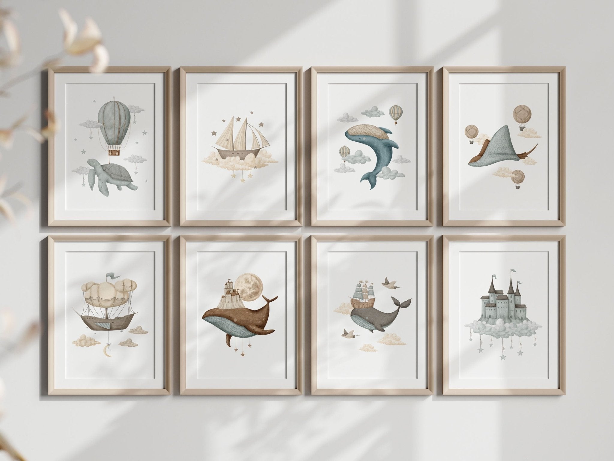 Boho Stingray & Hot Air Balloon Print