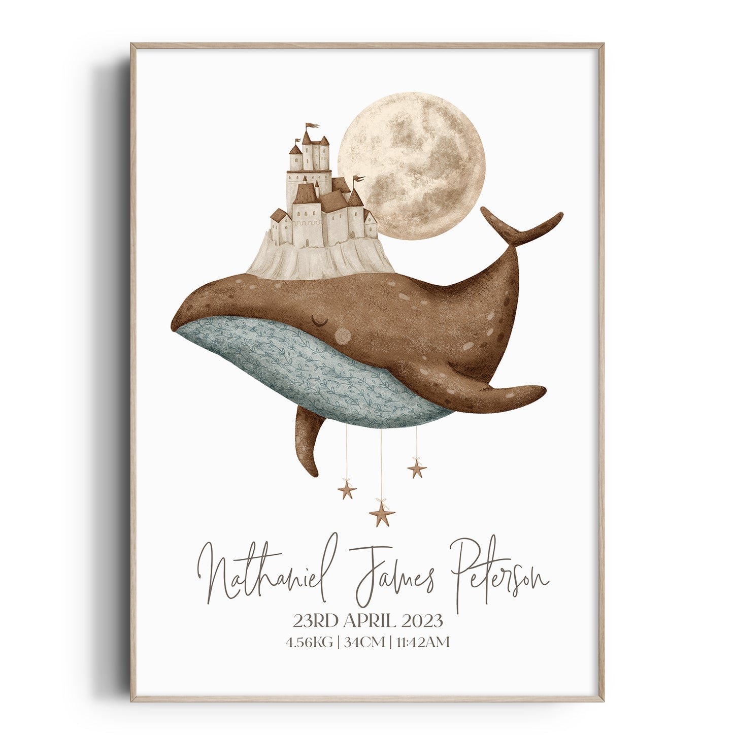 Boho Whale & Castle Birth Print