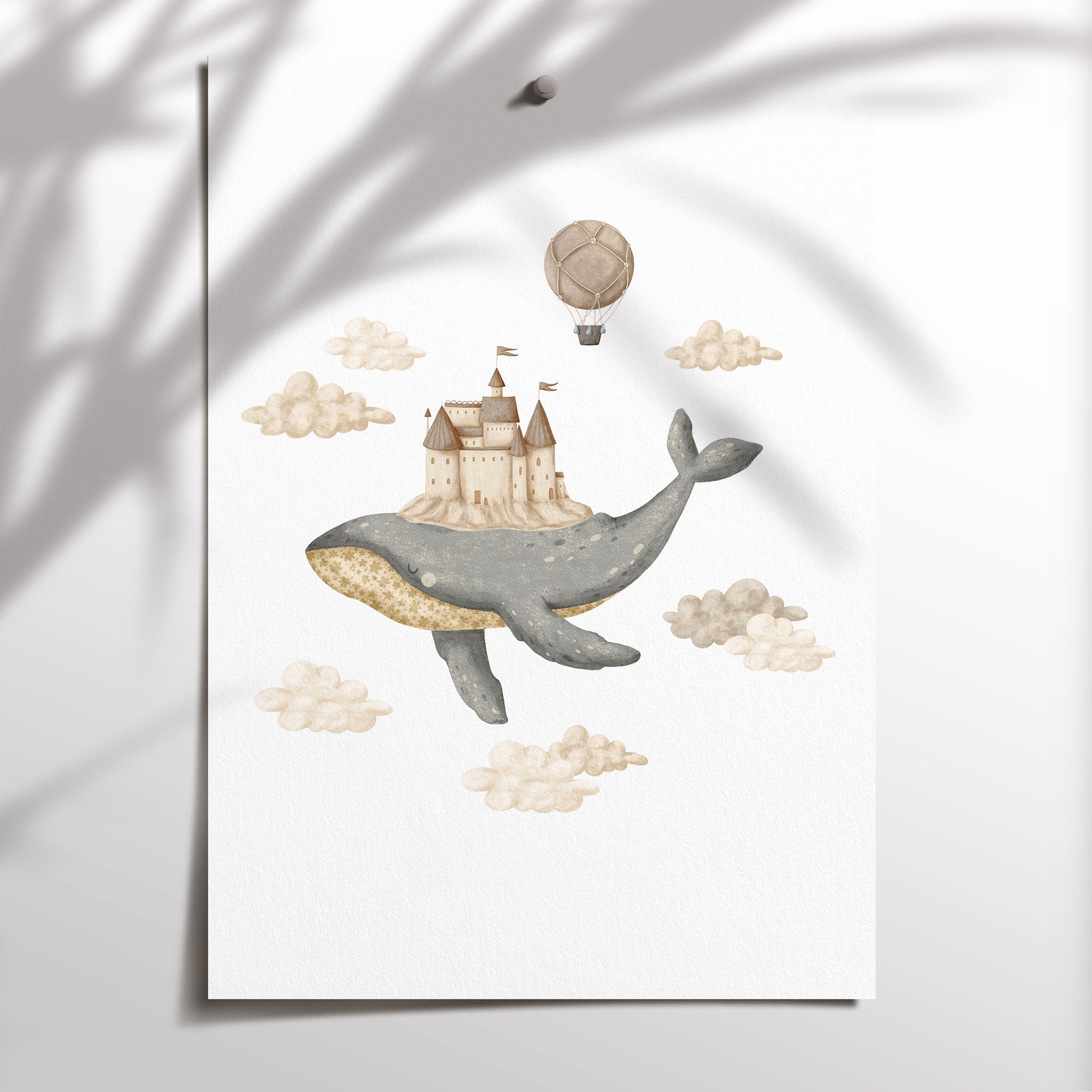 Boho Whale & Castle Print