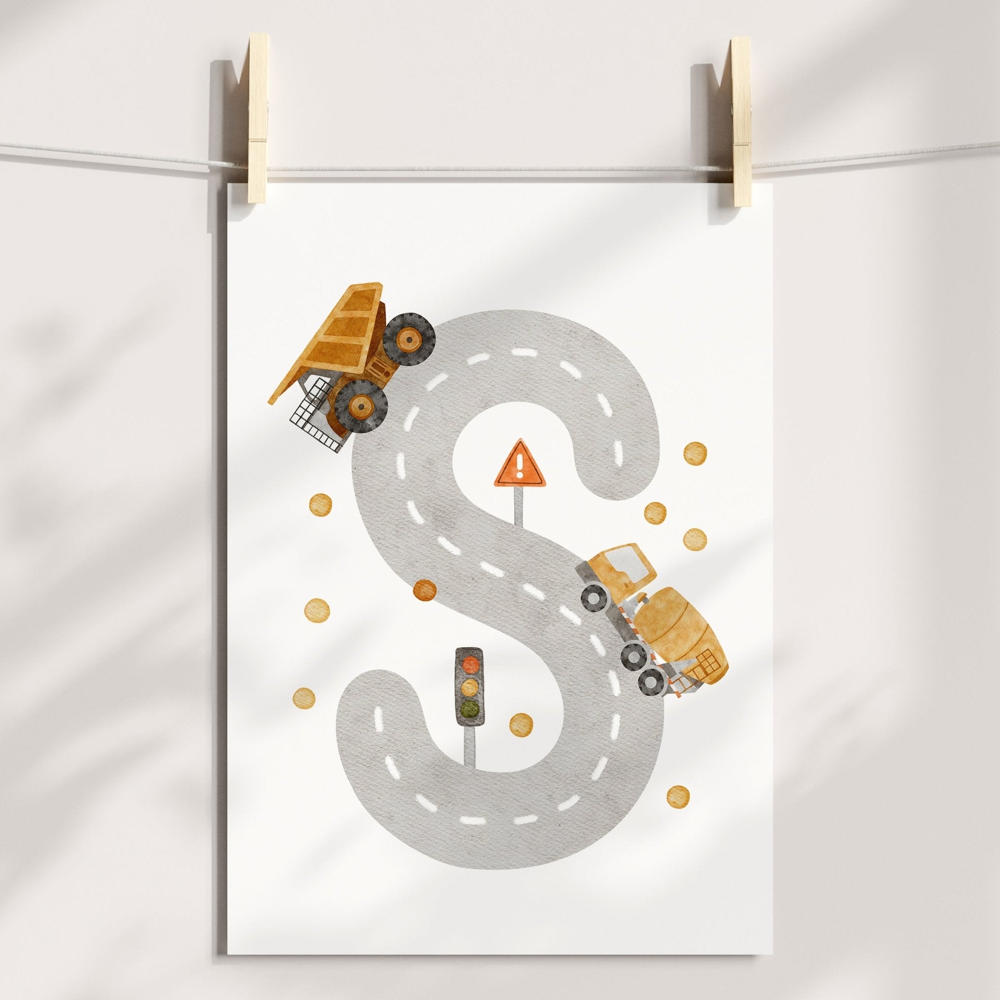 Construction Vehicle Letter Print