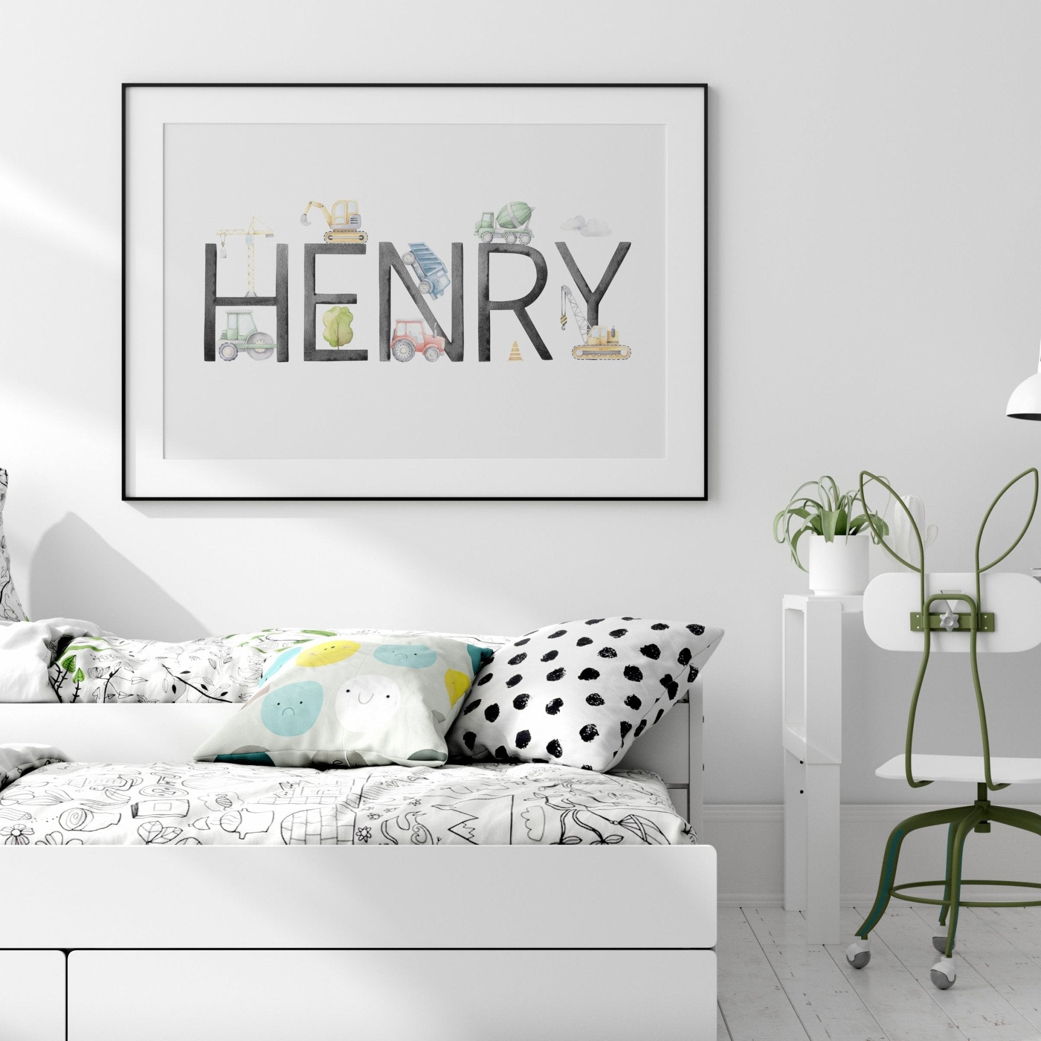 Construction Vehicle Name Print