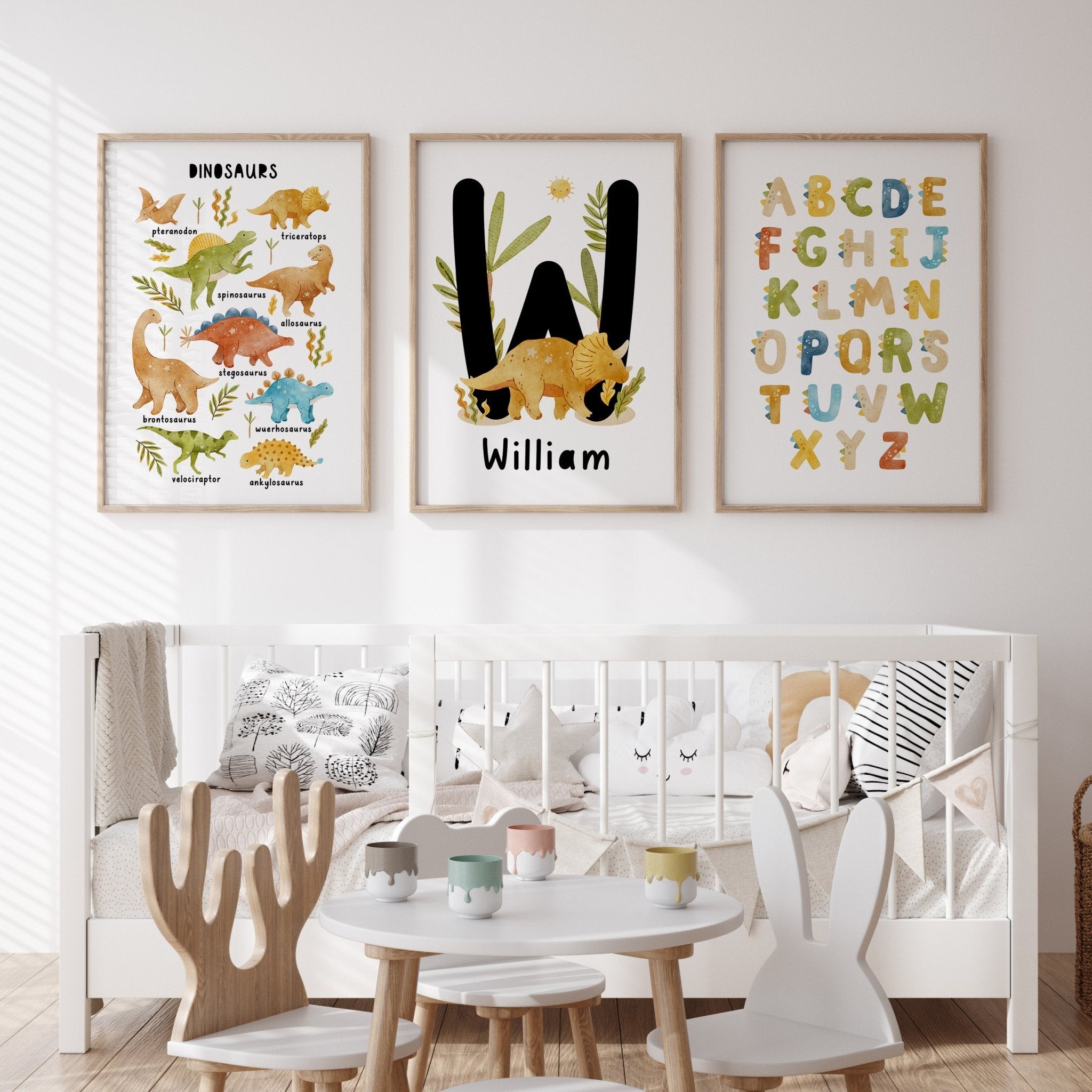 Dinosaur Chart, Alphabet & Name Prints