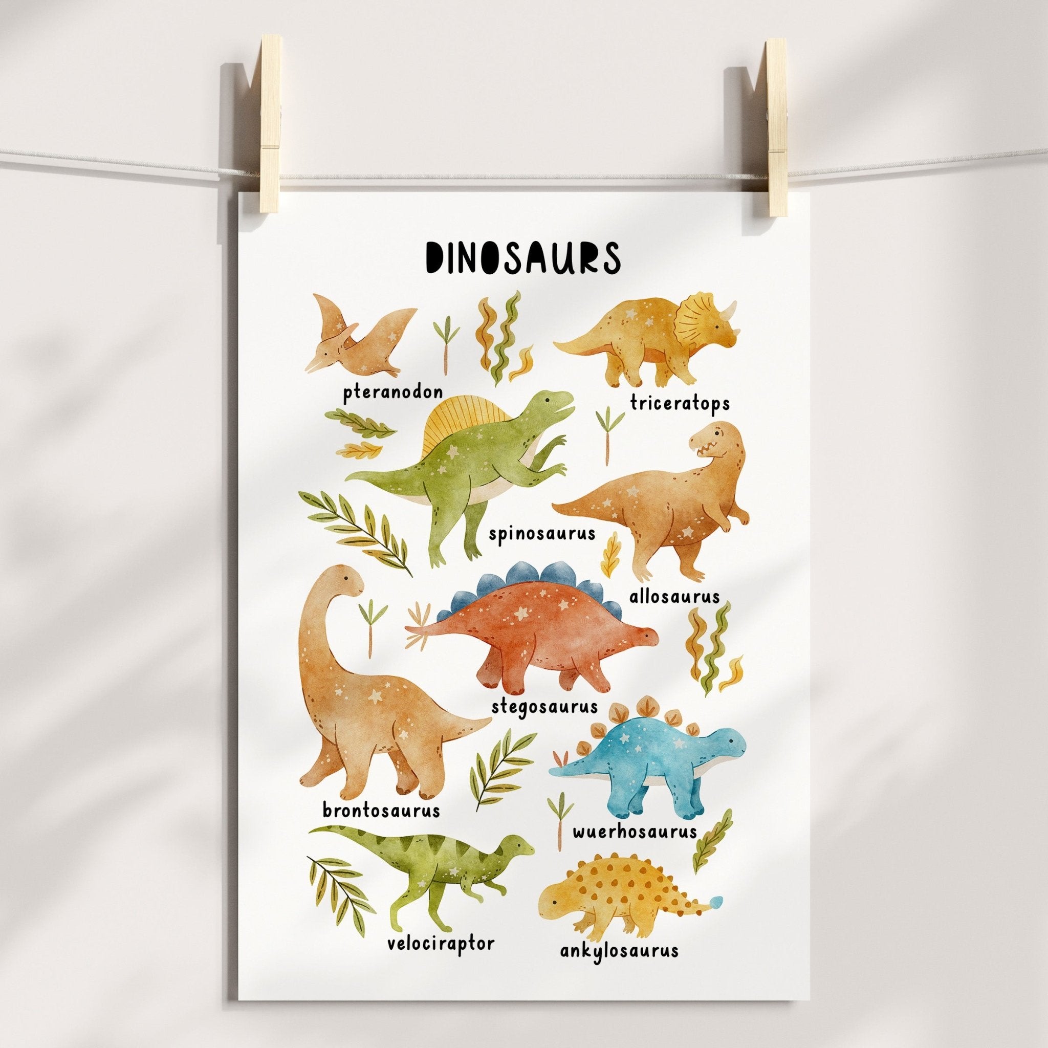 Dinosaur Chart, Alphabet & Name Prints