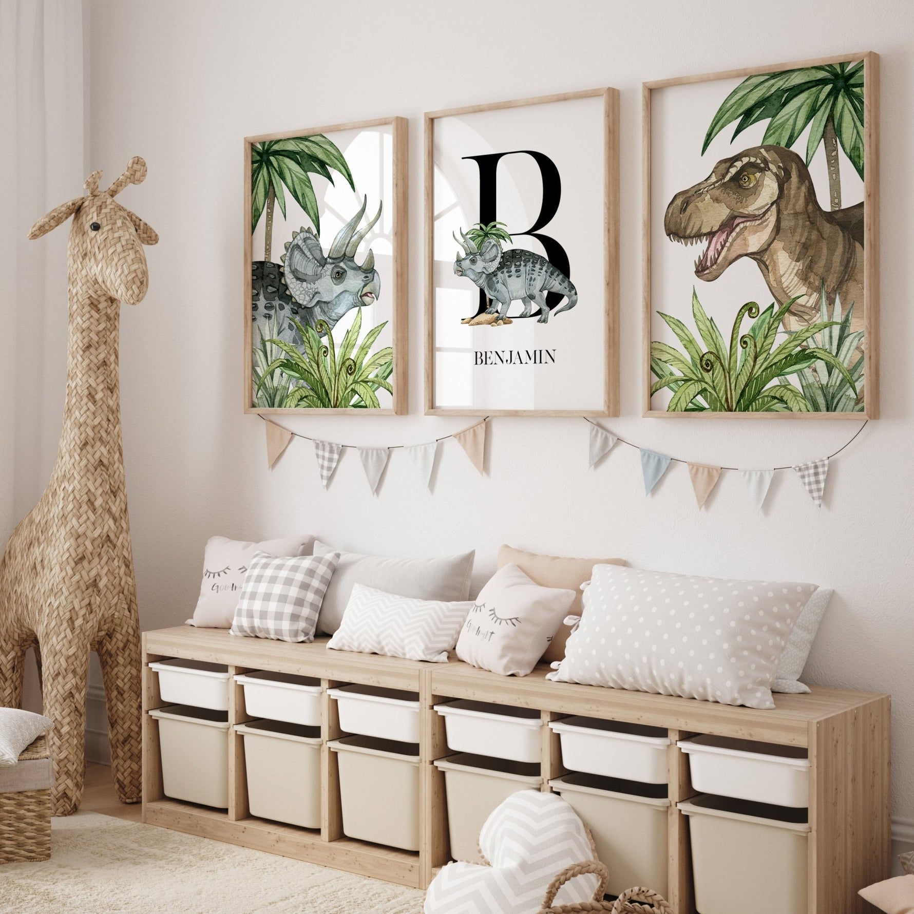 Boys Dinosaur Nursery Wall Art Prints