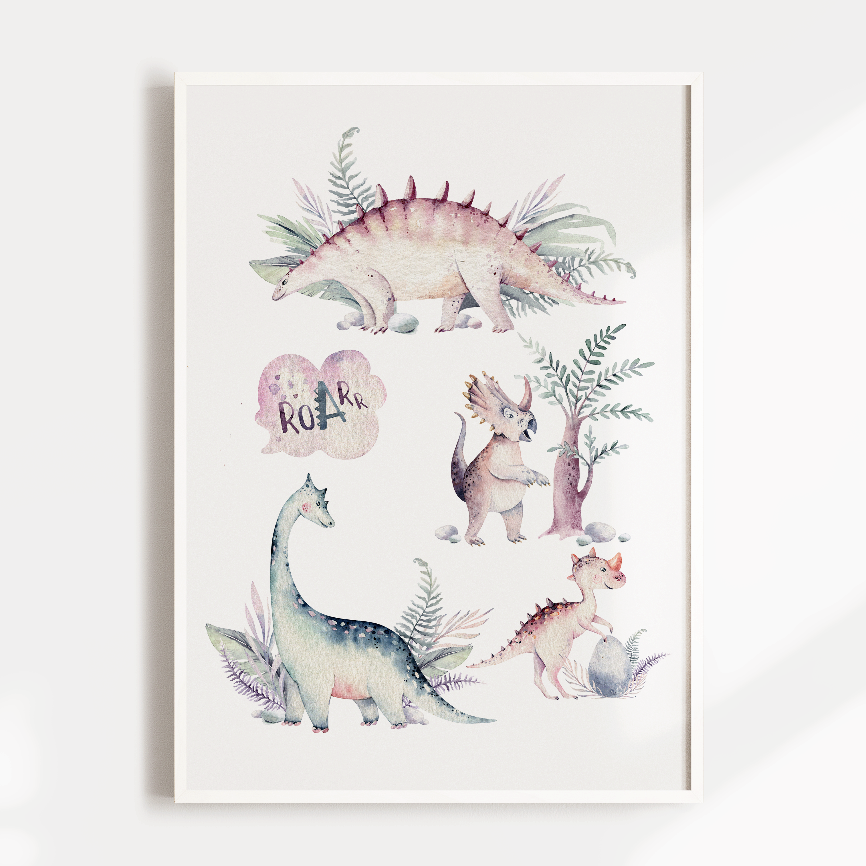 Watercolour Dinosaurs Print