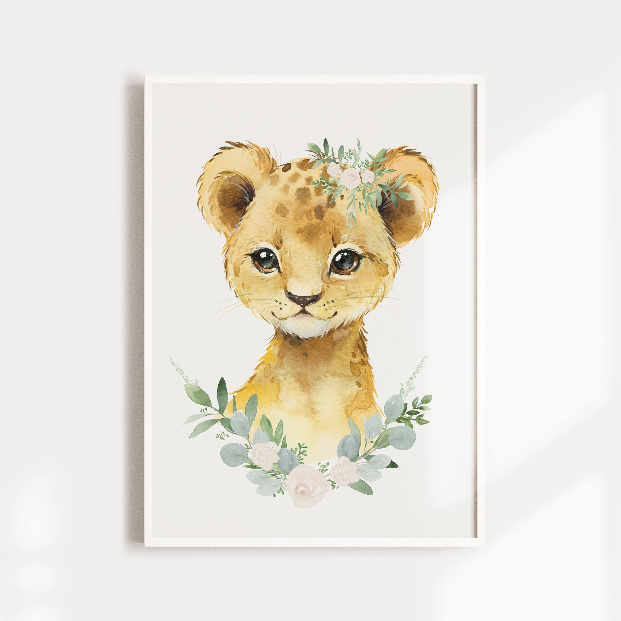 Floral Baby Lion Print