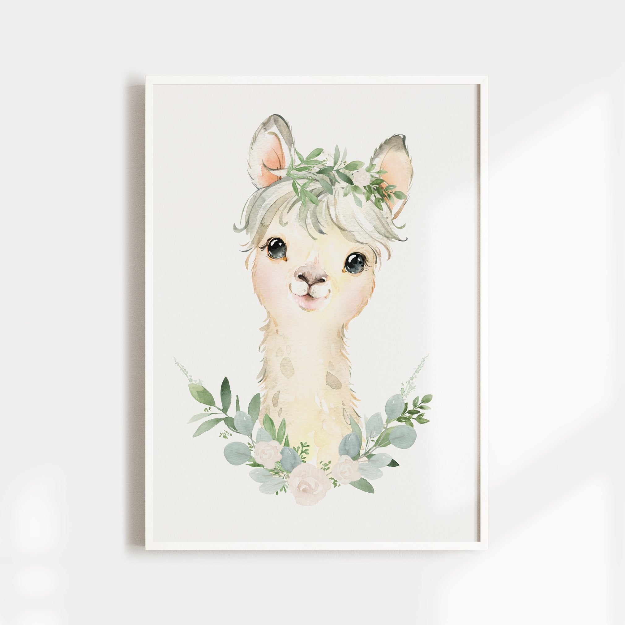 Floral Baby Llama Print
